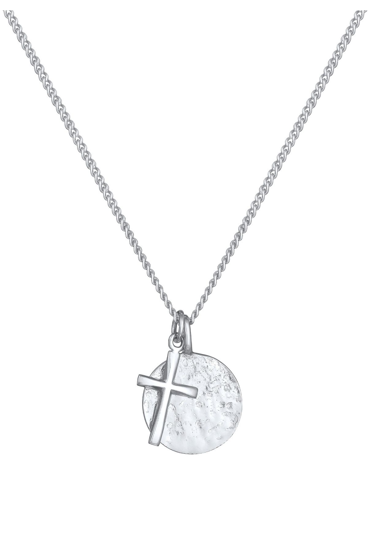 KUZZOI Halskette Silber Herren Trendyol Coin - 925 Trend Modern Kreuz Antik