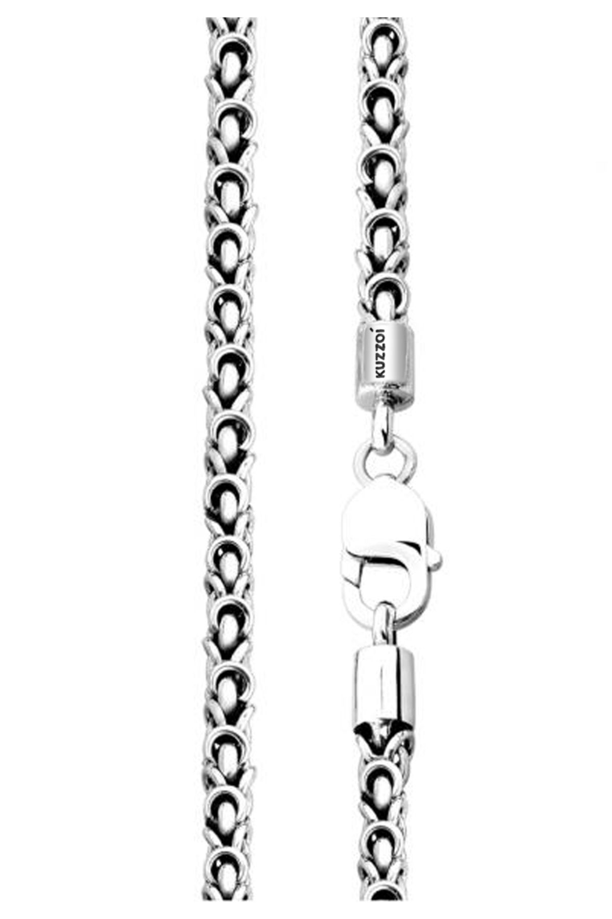 KUZZOI Halskette Massive Oxidiert Männer 925 Trendyol - Silber Königskette