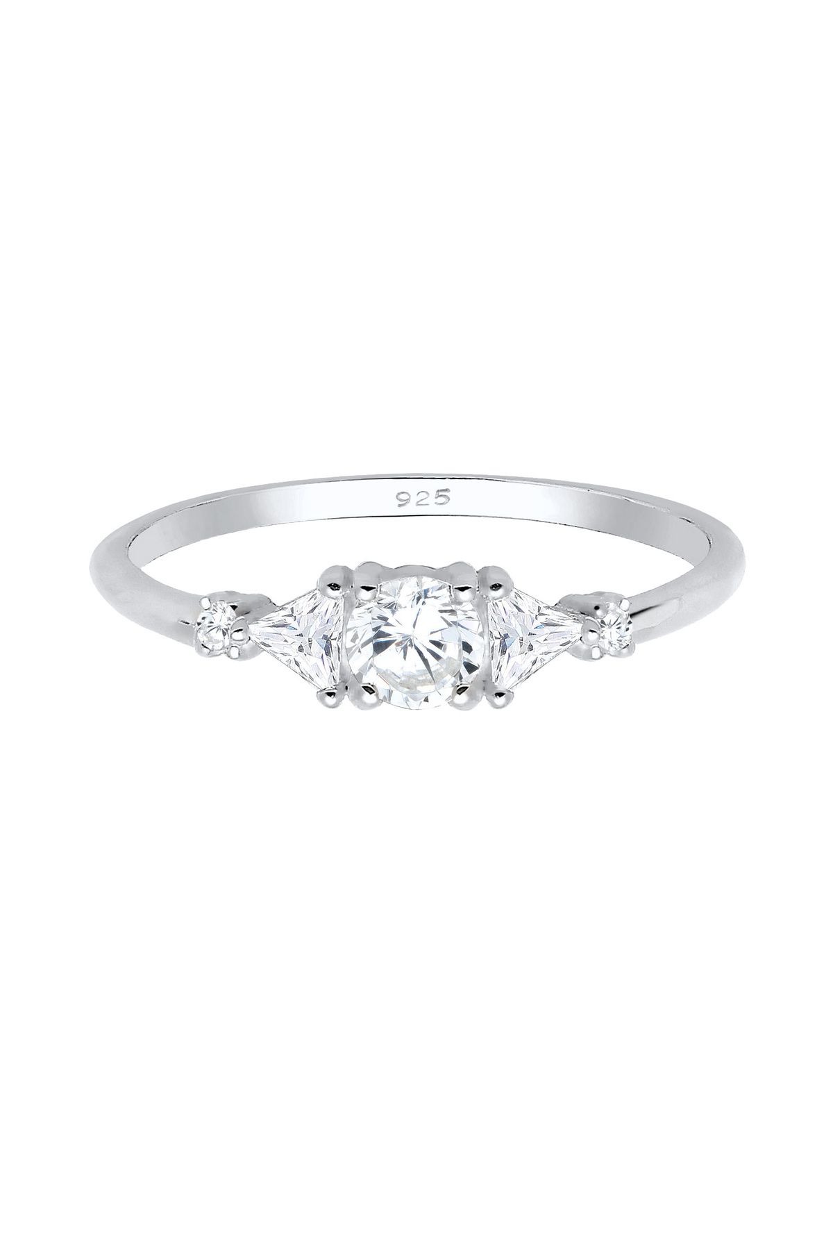 ELLI-Prémiový prsten - Triangle Zirconia, Funkelnd 925 Silver Vergoldet prsten 2