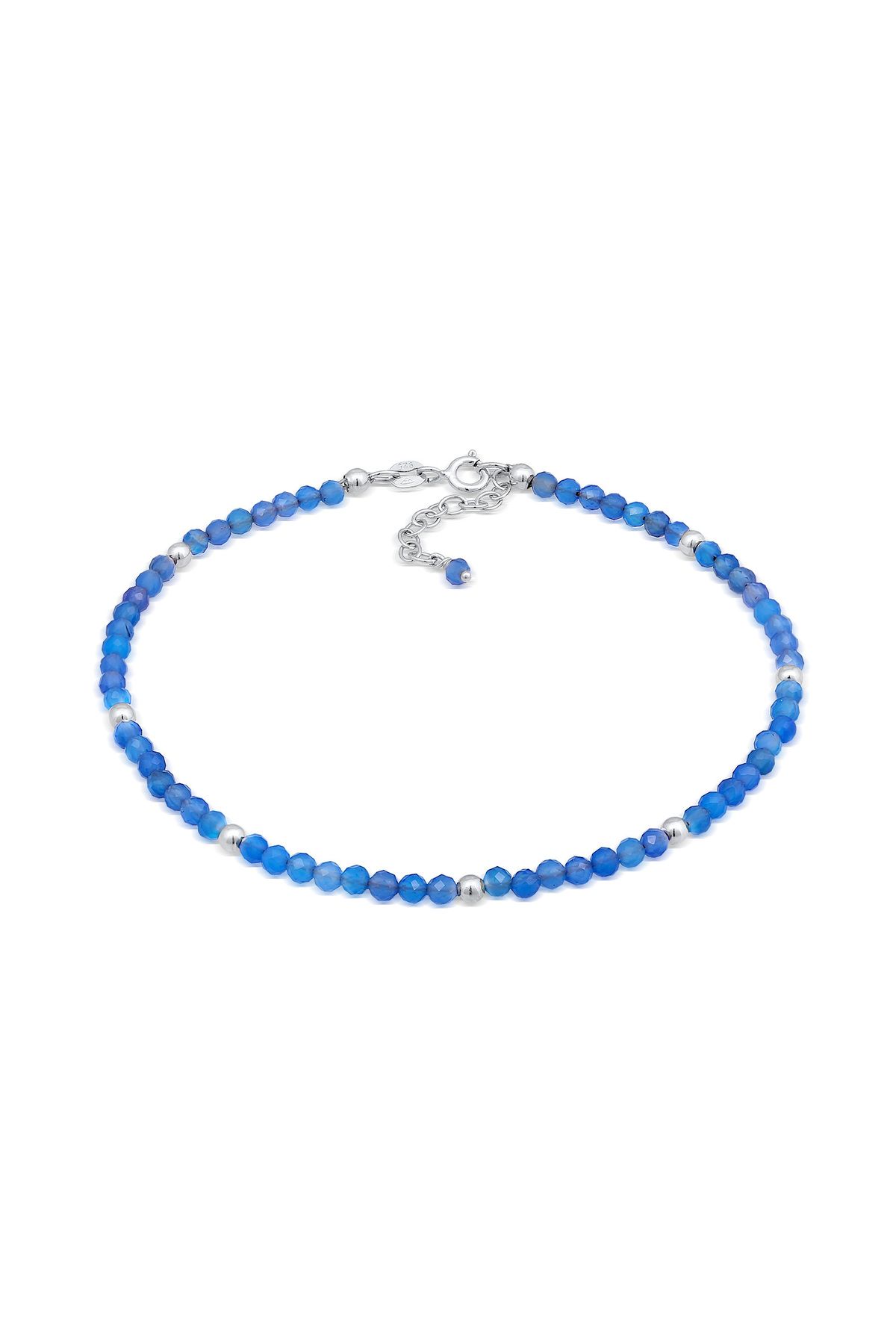 ELLI Fußschmuck Achat Perlen Blau - 925 Strand Sommer Silber Trendyol