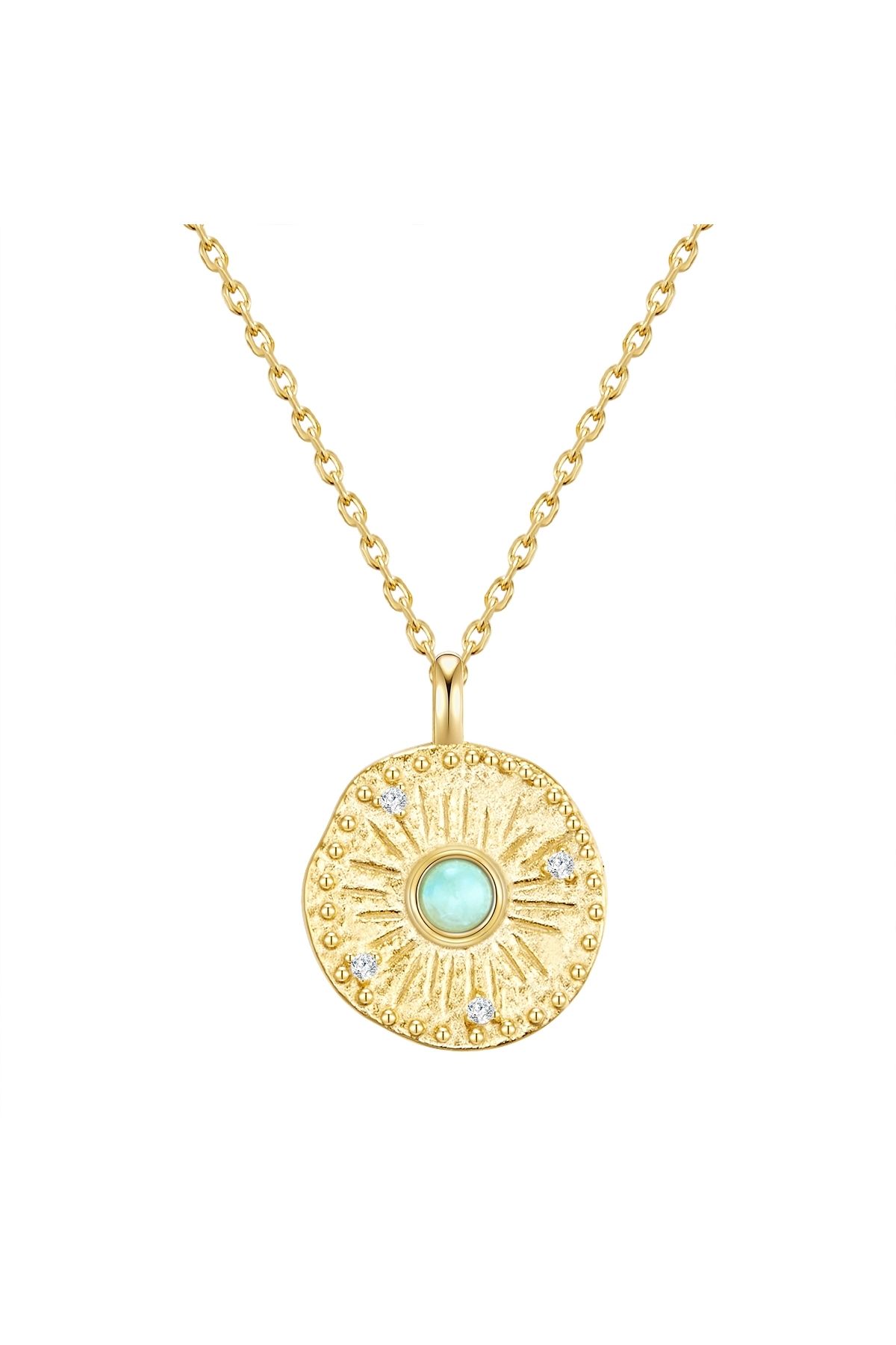 Glanzstücke München-Silberhalskette Kette ve Anhänger Sterling Silber gelbgold Amazonit grün Zirkonia weiß 1