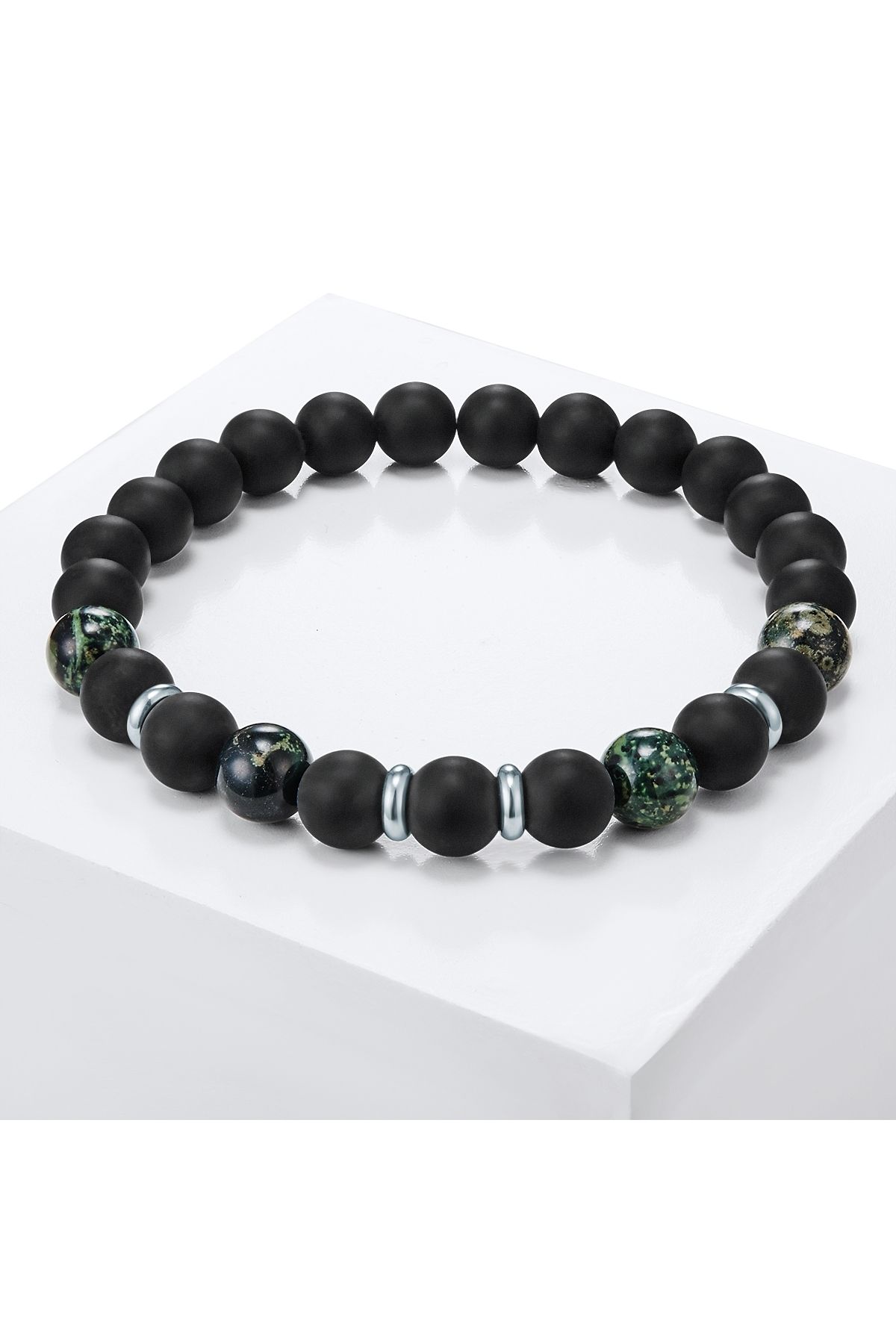 True Rebels-Edelsteinarmband Armband Achat schwarz Bird Stone grün 4