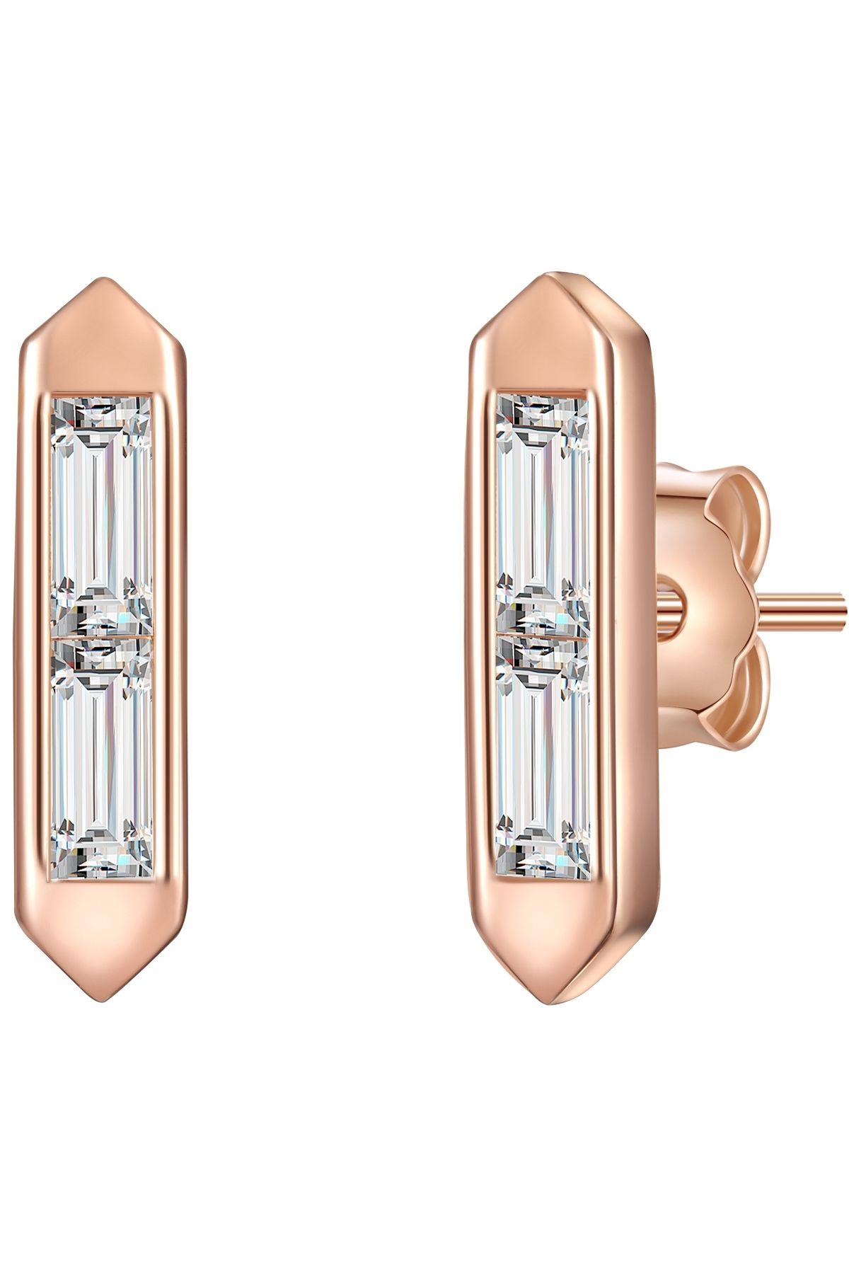 Glanzstücke München-Silberohrstecker Ohrstecker Sterling Silber roségold Topas weiß 1