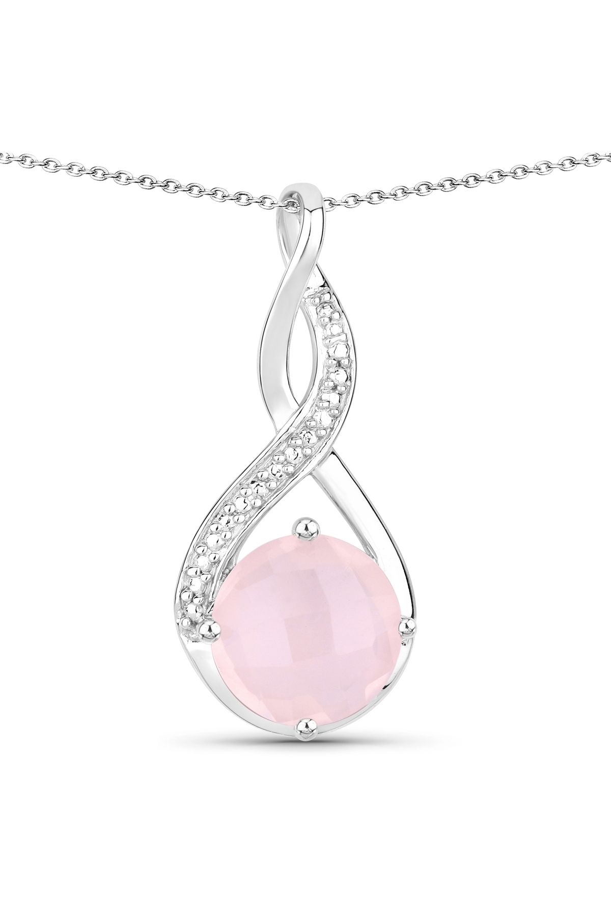 Rafaela Donata-Anhänger Sterling Silber Rosenquarz und Edelsteinkette in Kette 1