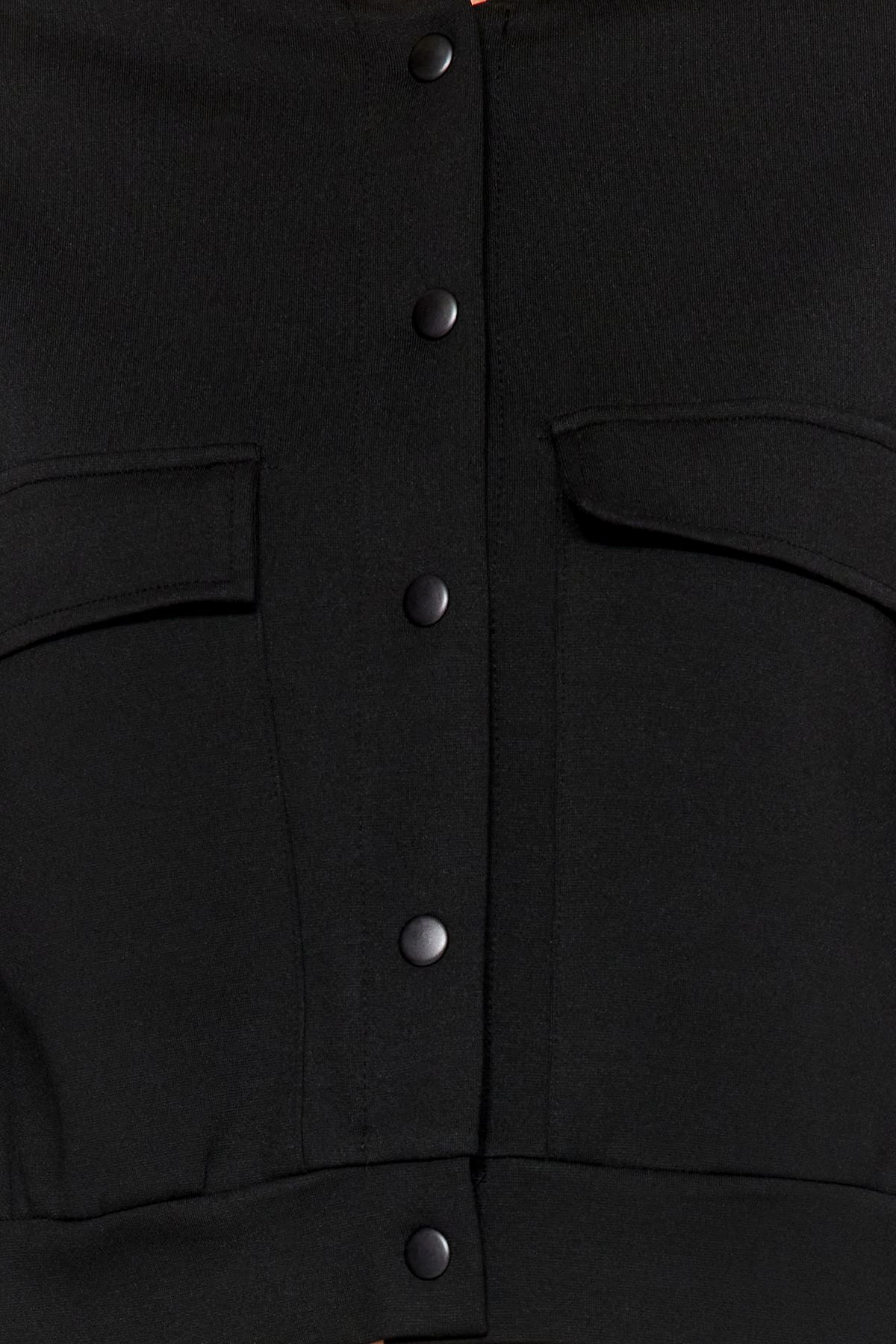 Trendyol Collection-Schwarze, gepolsterte Interlock-Crop-Jacke mit Stehkragen und Knopfleiste TWOAW24CE00082 4