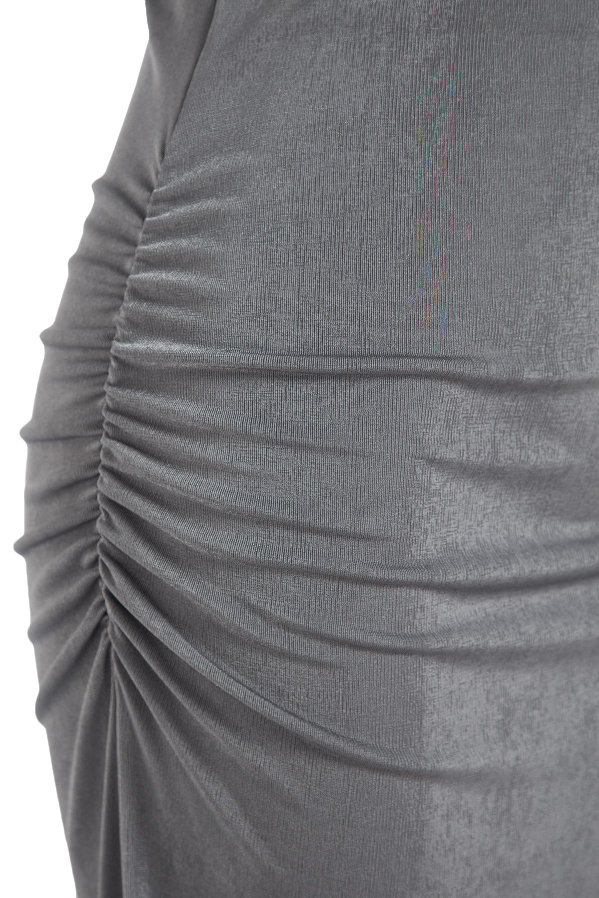 Trendyol Collection-Szara, drapowana spódnica maxi z błyszczącą powierzchnią i miękką fakturą TWOAW24ET00090 7