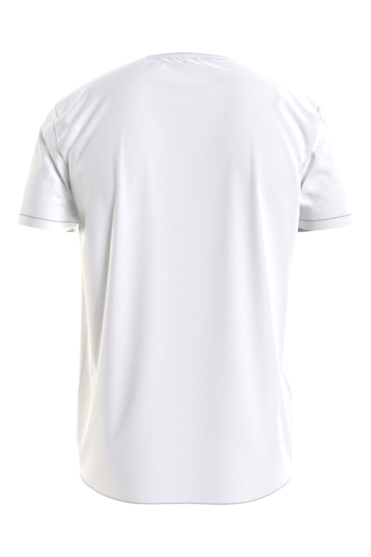 Tommy Hilfiger Weißes rundem und mit Kragen Trendyol für Kurzarm-T-Shirt Logo Herren UM0UM01915-YBR 
