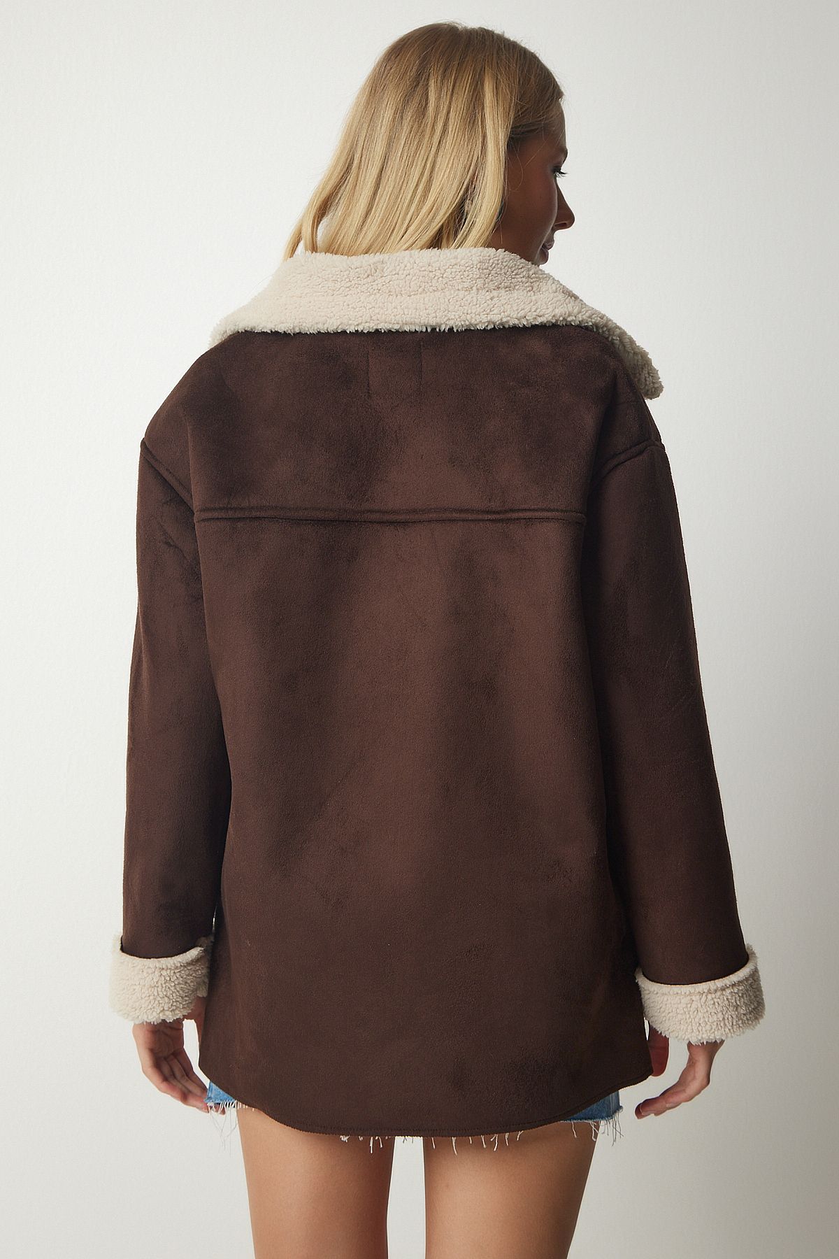 Happiness İstanbul-Damenmantel aus Wildleder in Braun UB00159 6
