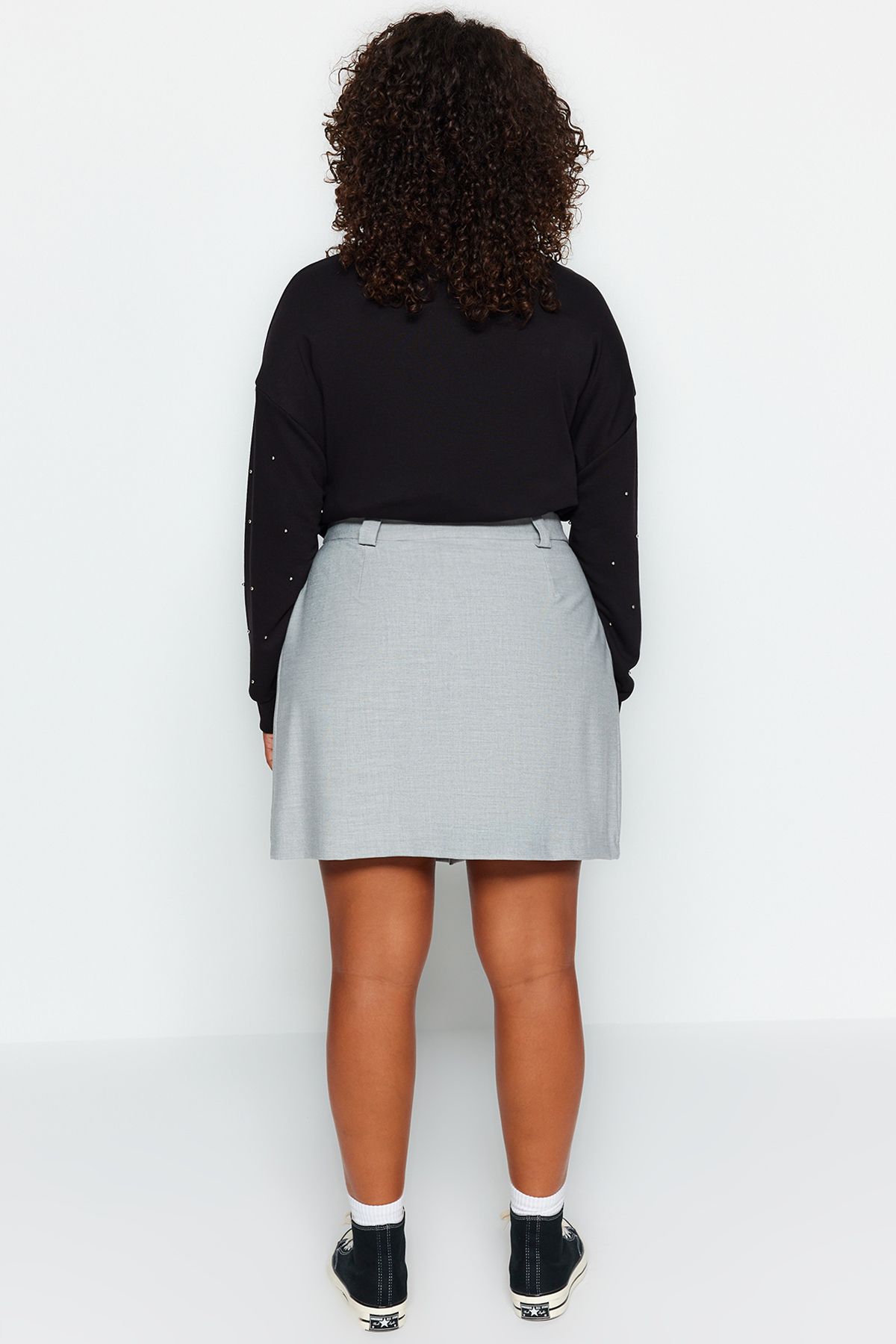 Plus size grey skater skirt hotsell
