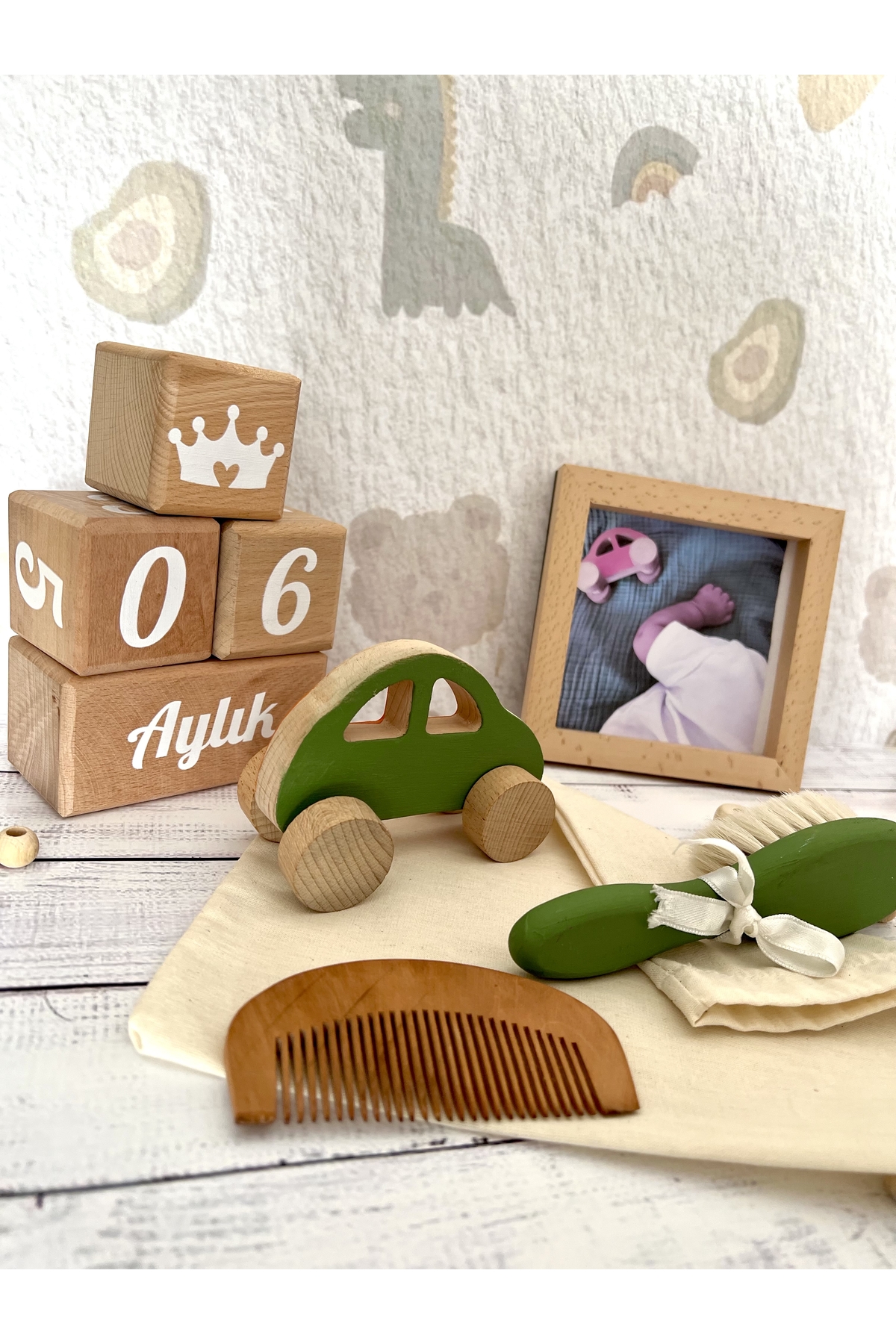 Bebek anı küpü 5li set yeşil