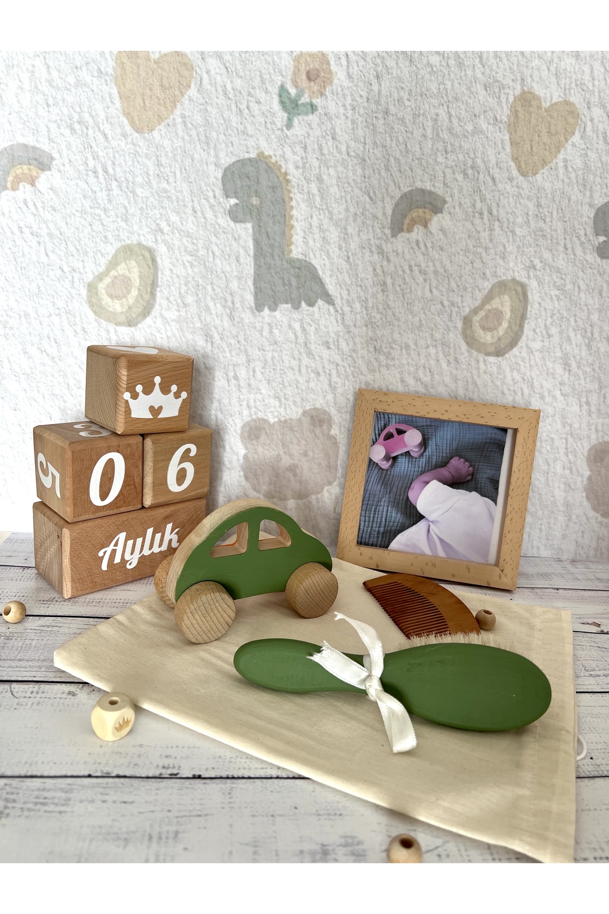 Bebek anı küpü 5li set yeşil