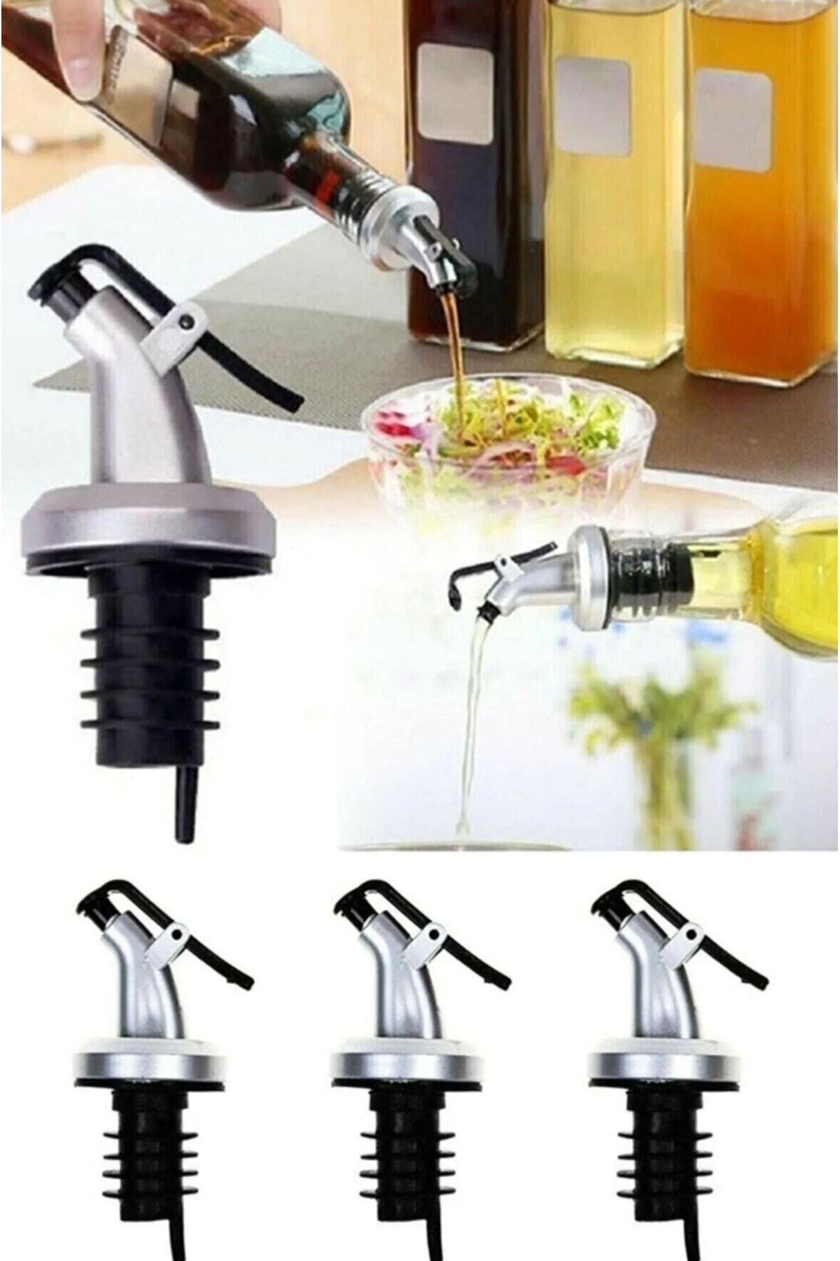 Uzaypix Oil Stopper with Lid Oil Pot Bottle Tip Oil Pot Vinegar Bowl Sauce Bottle  Bottle Head Drip-Free 1 piece - Trendyol