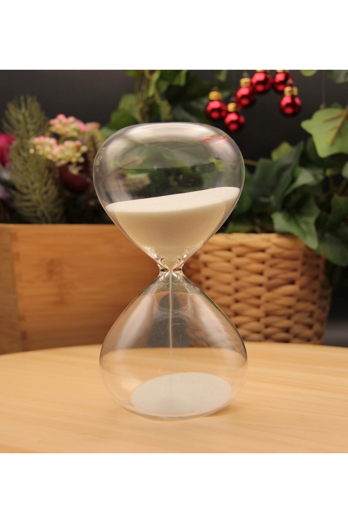 HEDİYEBİZİZ Cam Kum Saati 15 Dakika BEYAZ