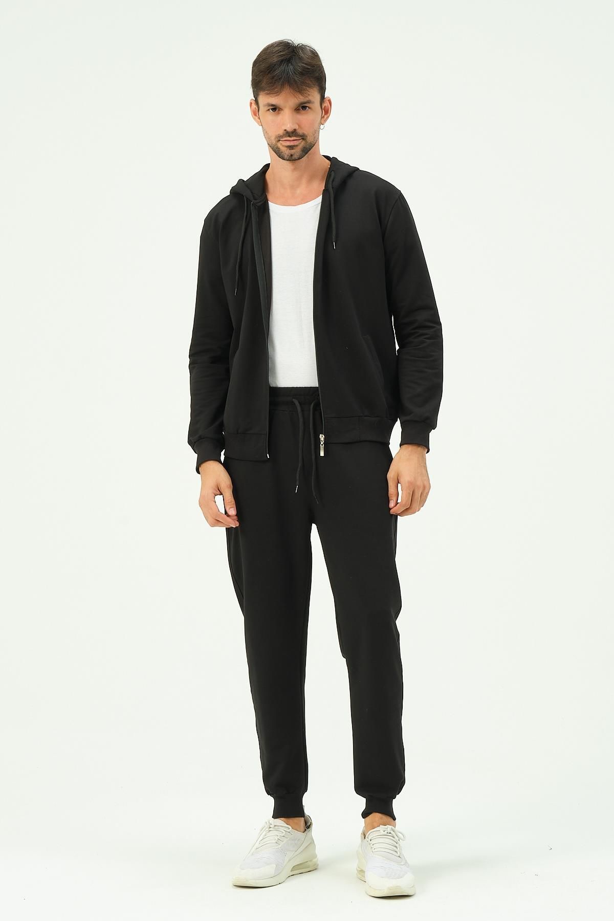 C City Men s Hooded Zippered Front and Cuffed Leg Tracksuit 8702