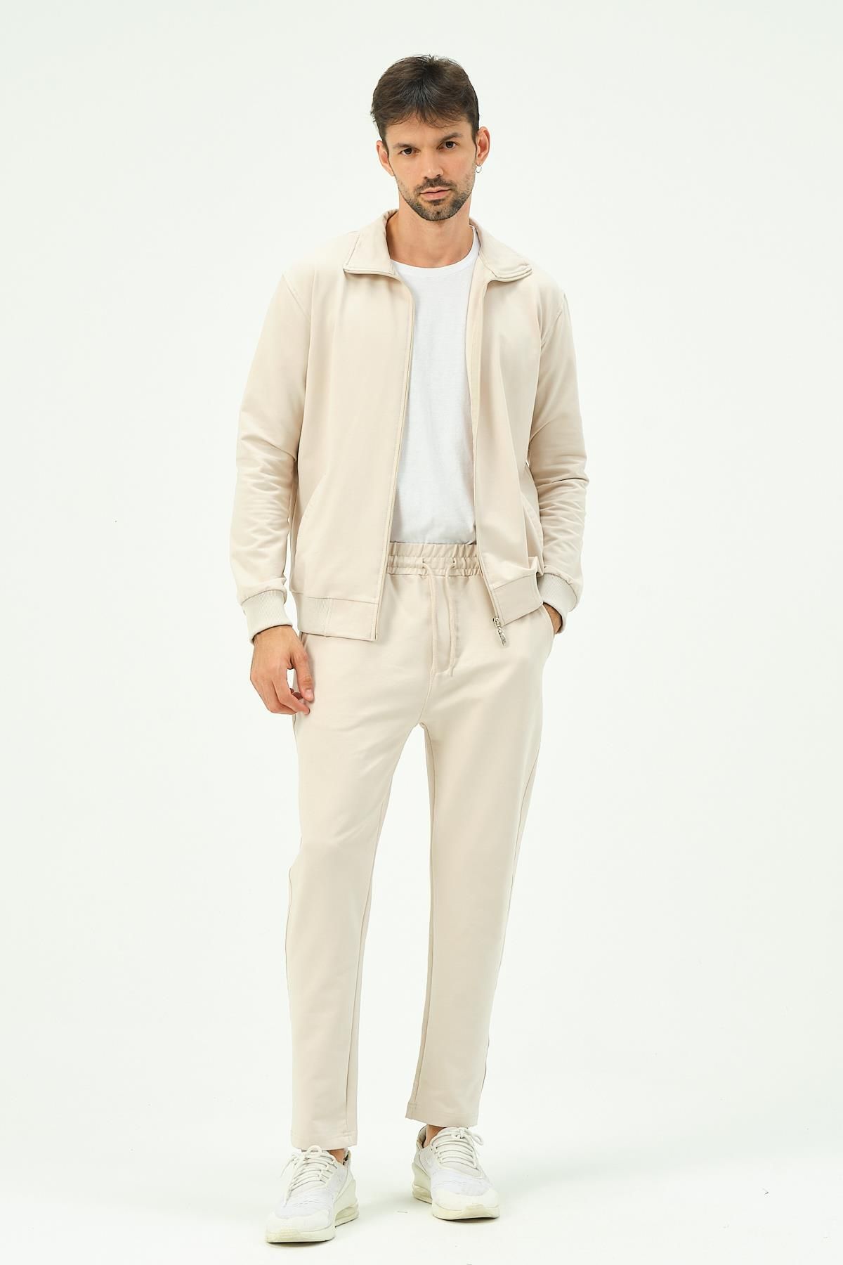 C City Men s Collared Front Zippered Straight Leg Tracksuit 8701
