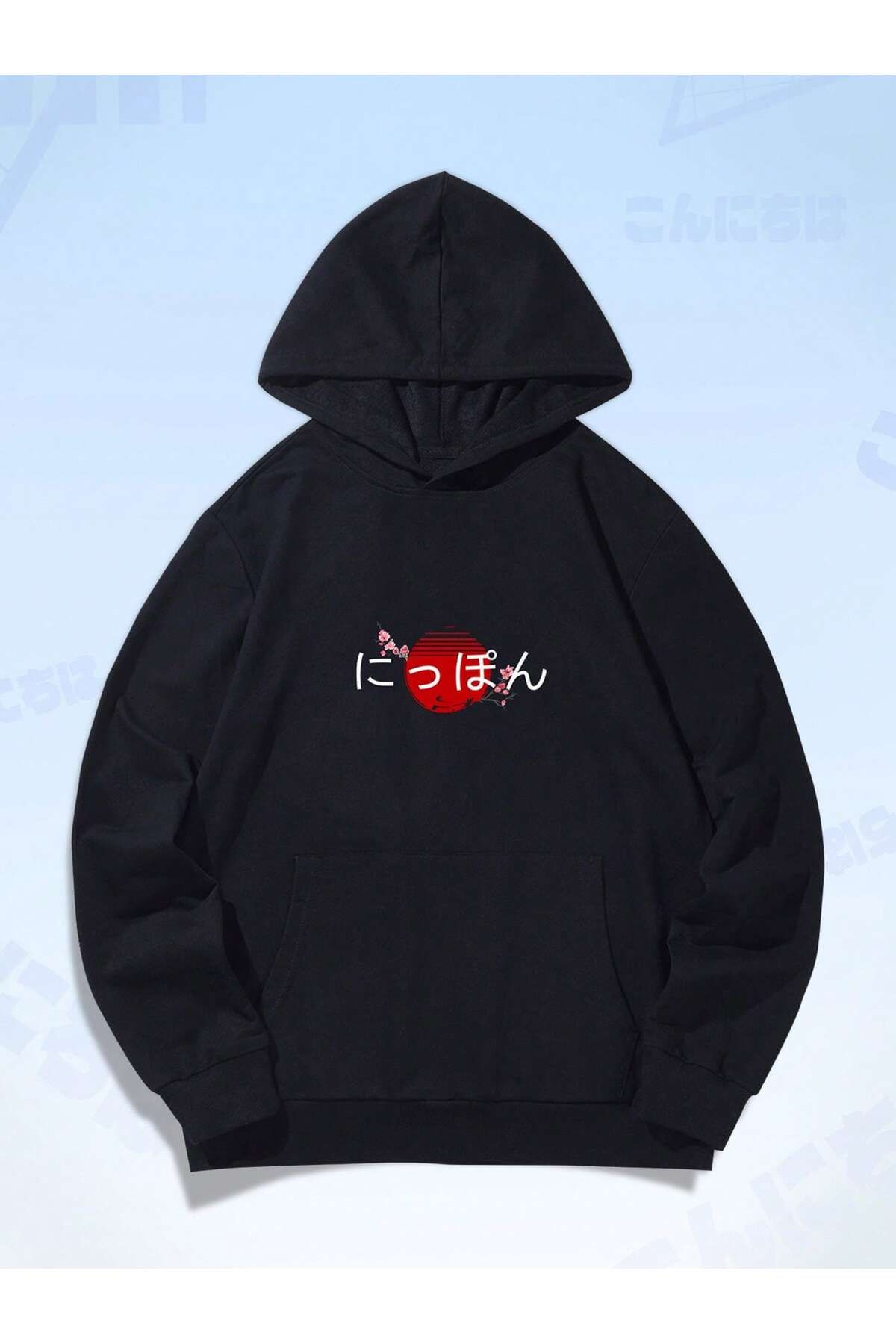 Adrift-Coko series ROMWE Guys Car & Japanese Letter Graphic Drawstring Hoodie 2
