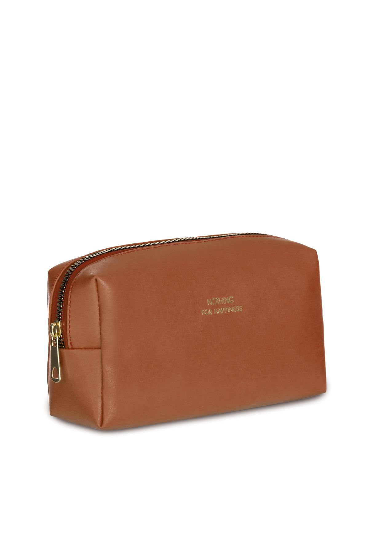 NOTHING Women s Tan Leather Lined Travel Makeup Bag