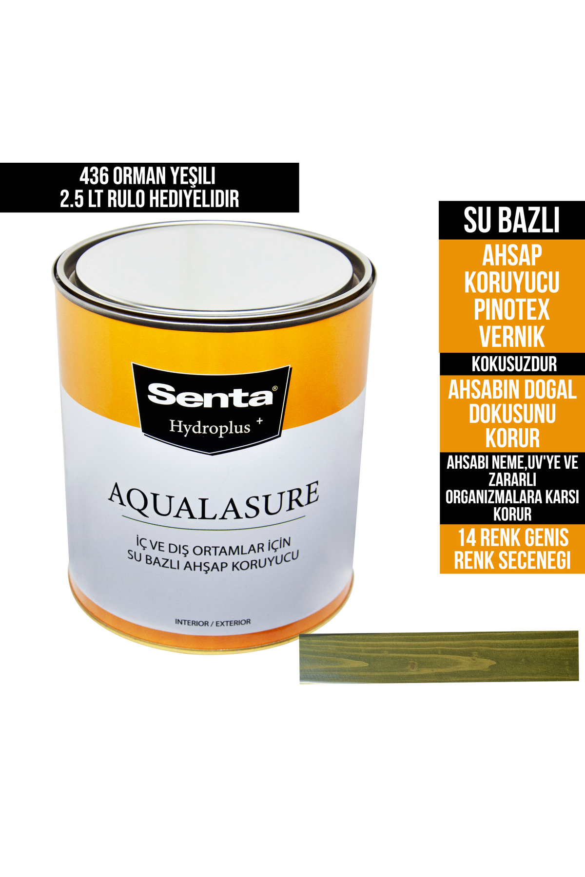 AquaLasure Water Based Wood Protective Varnish 2.5 LT 436 FOREST GREEN