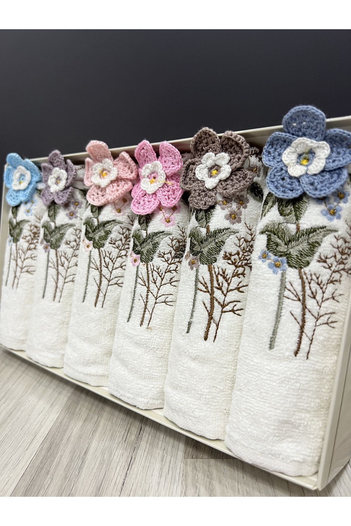 AYHANHOME-Set de 6 buchet de flori brodate manual 3D cu model Zestre 30x50 Set prosoape de bucătărie 2