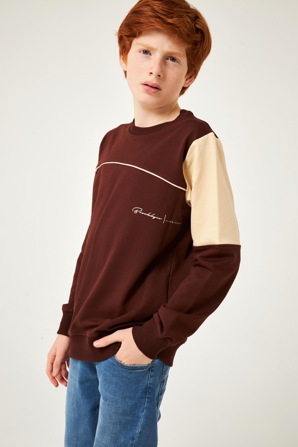 سویشرت پسرانه قهوه ای Perendi | 19065 اورجینال - تصویر 6