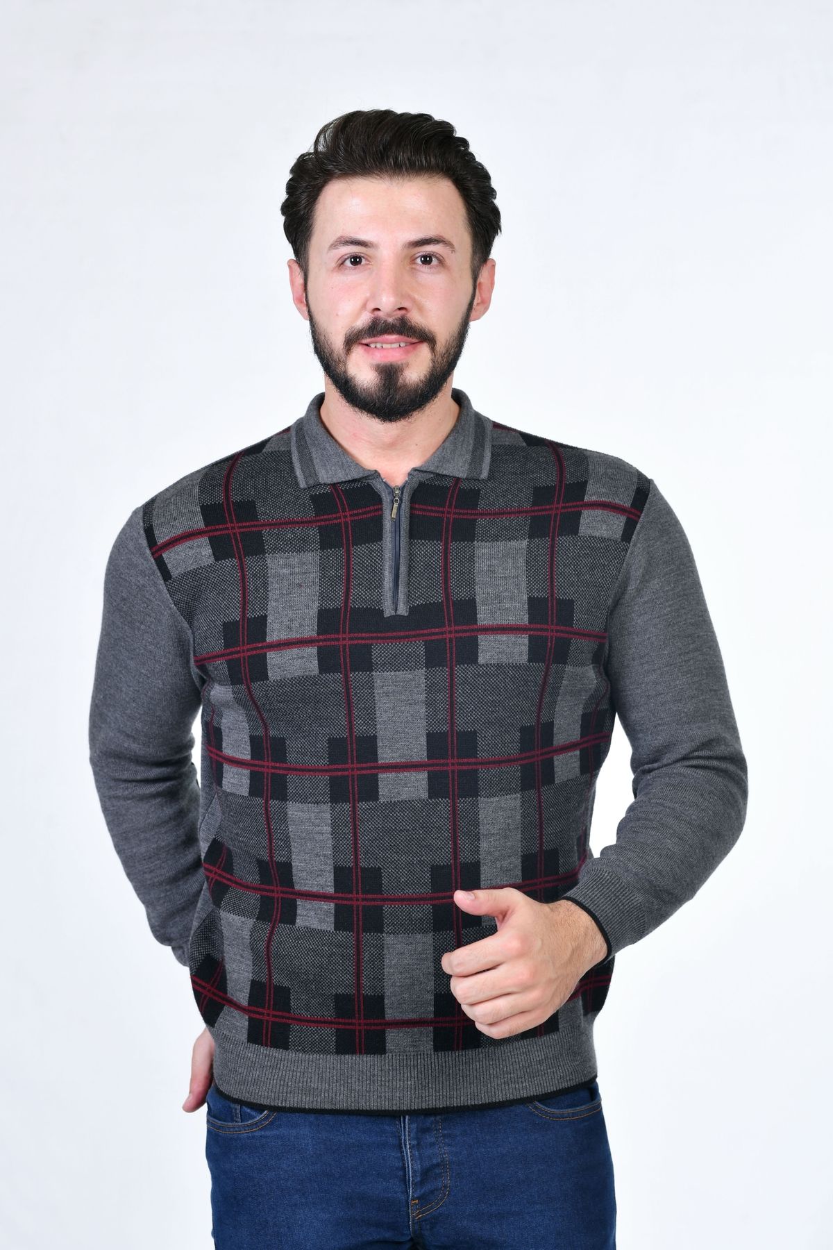 Steel jeans plaid top