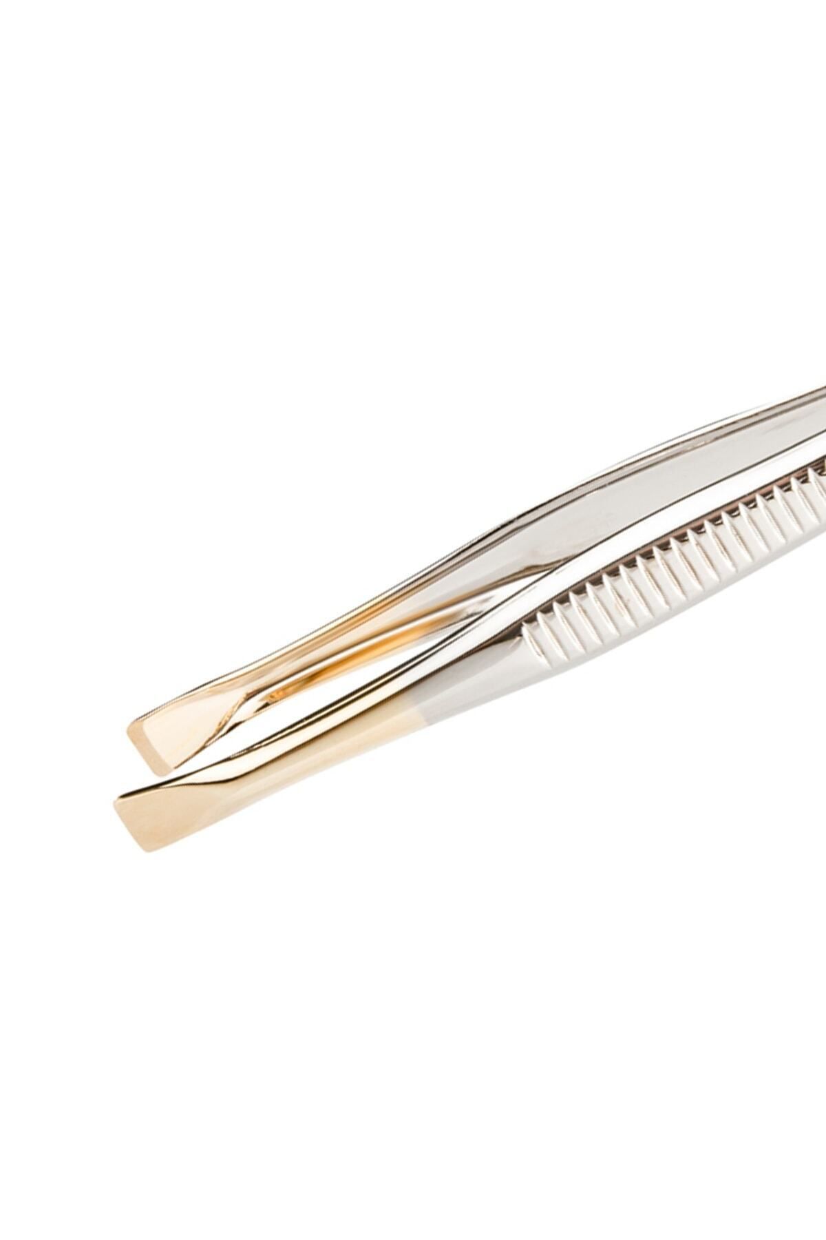 H&E LUXURY DESIGN Profesyonel Çelik Cımbız Silver-gold Kalın Uç 01 TK0409