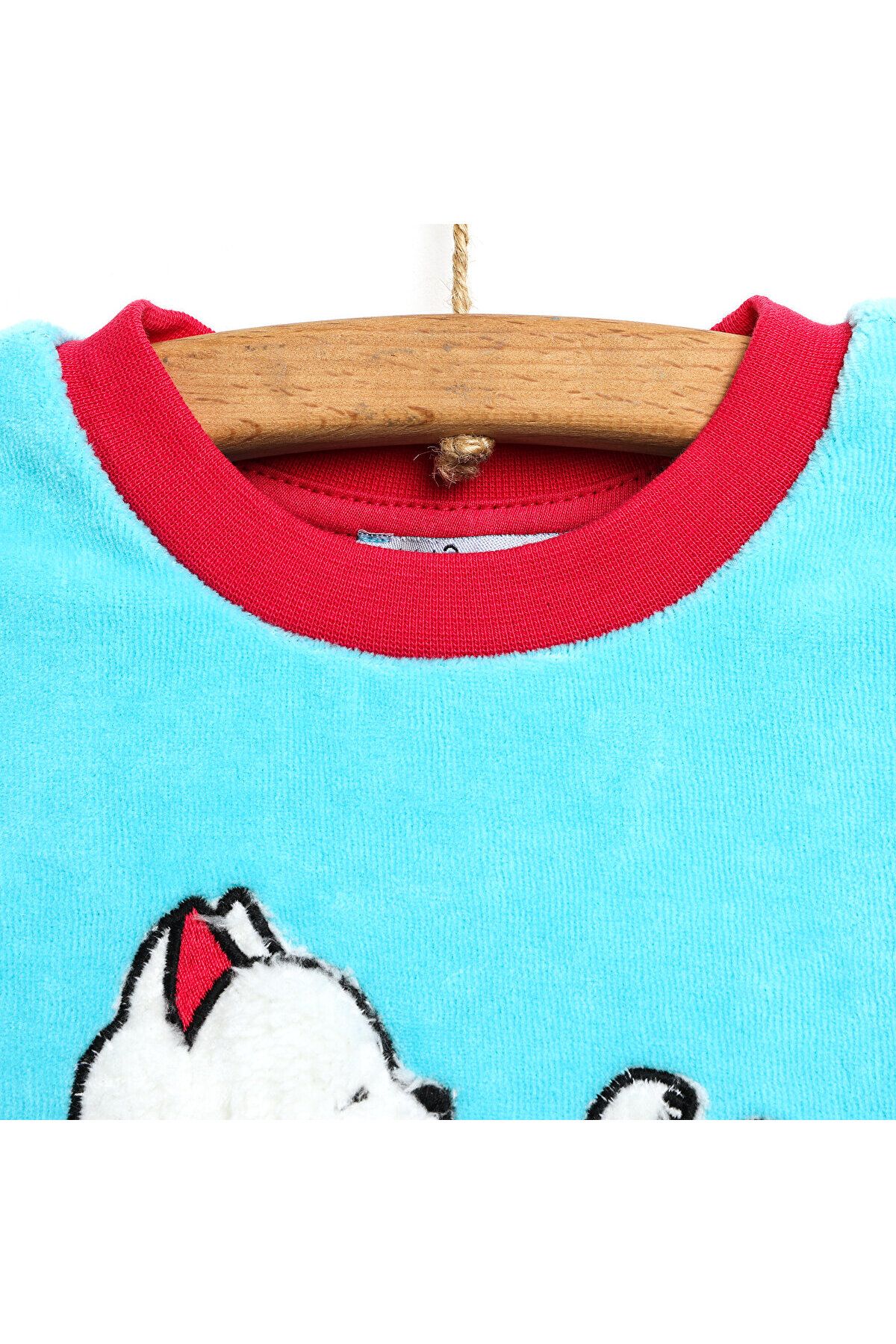ebebek Hello Baby-HelloBaby Samt-Pyjama-Set. Samt-Pyjama-Set für Babys 3