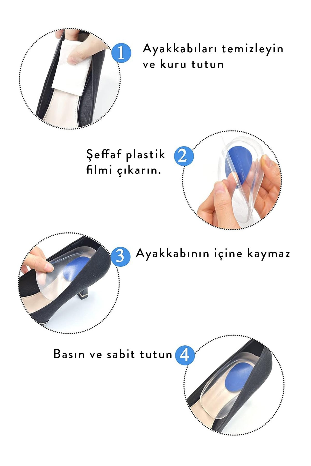 Topuk Dikeni Yastığı Gizli Boy Uzatıcı Tabanlık Jel Topukluk Mavi Jel Topuğu 4