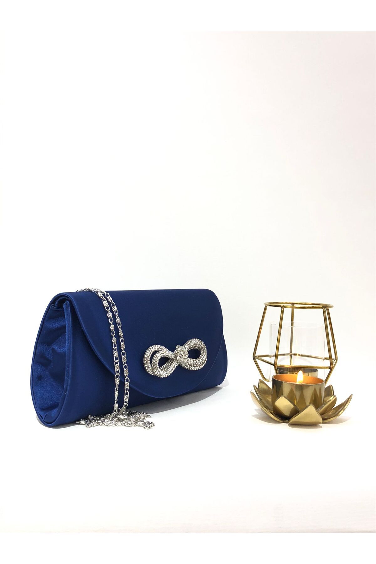 Navy satin sales evening bag
