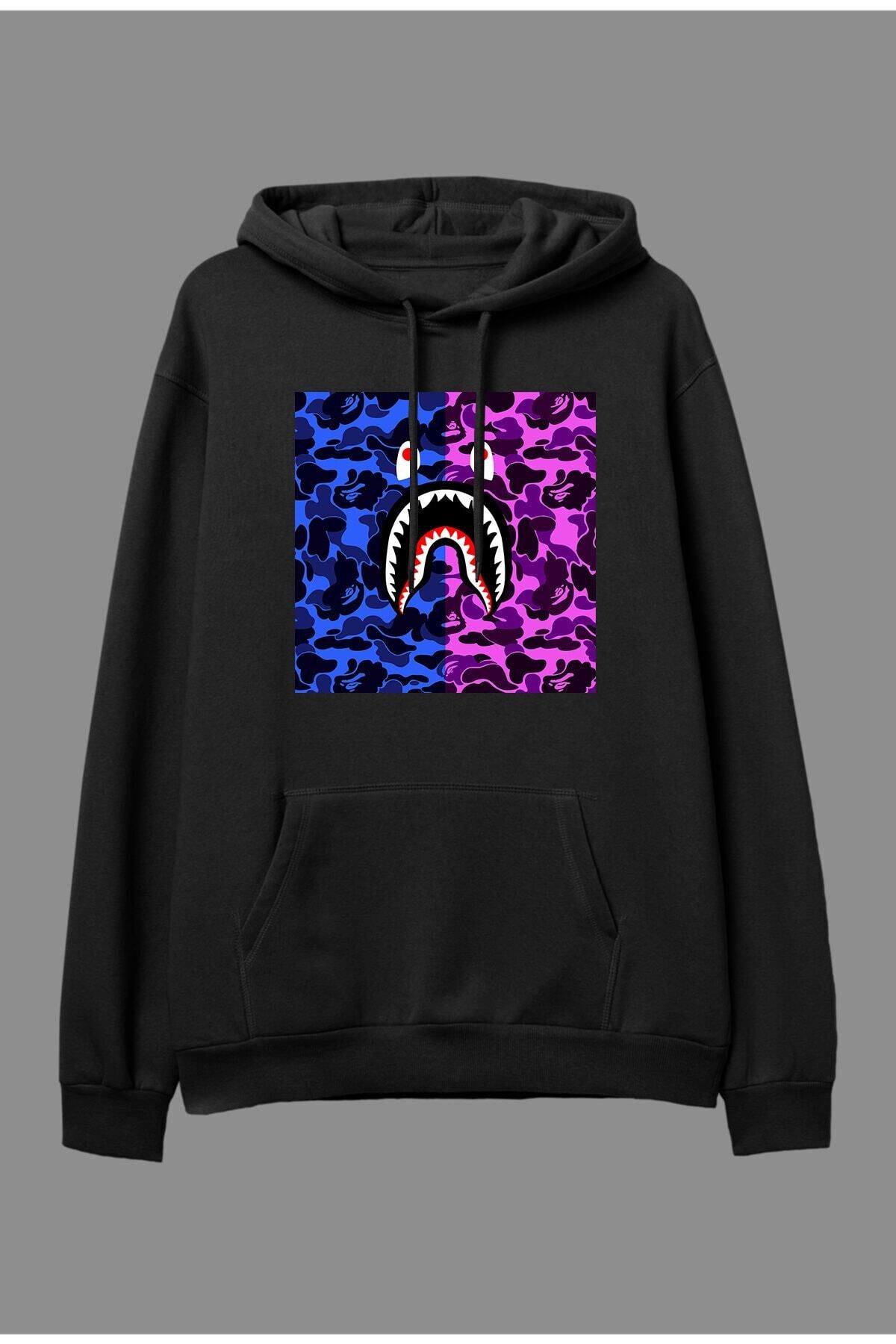Bape shark shop hoodie blue purple