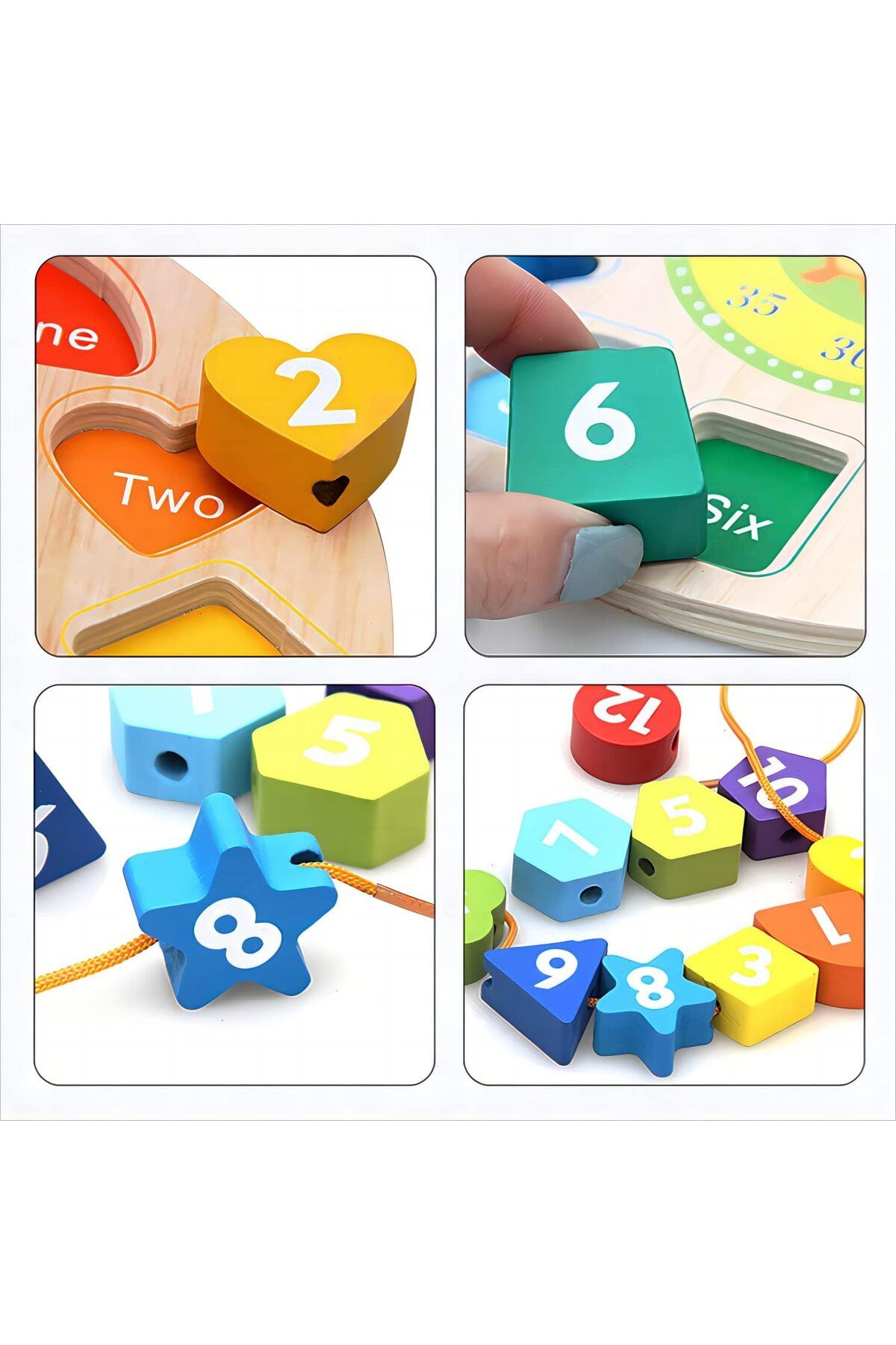 Afunti-wooden board clock puzzle game teaching with block sorting numbers and shapes 4