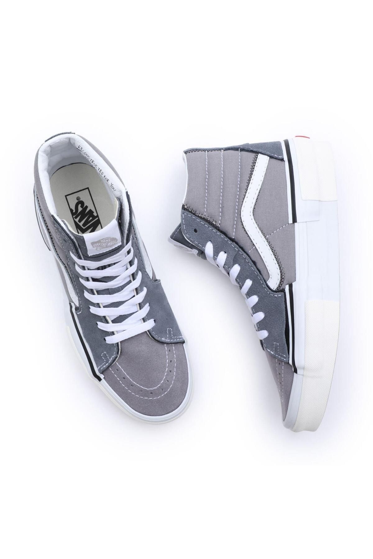 کفش های کژوال خاکستری مردانه و زنانه sk8 hi بازسازی vn0005ukgry1 اورجینال Vans