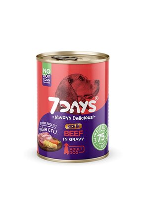 7DAYS Tahılsız Taze Sığır Etli Soslu Yetişkin Köpek Konservesi 415 Gr