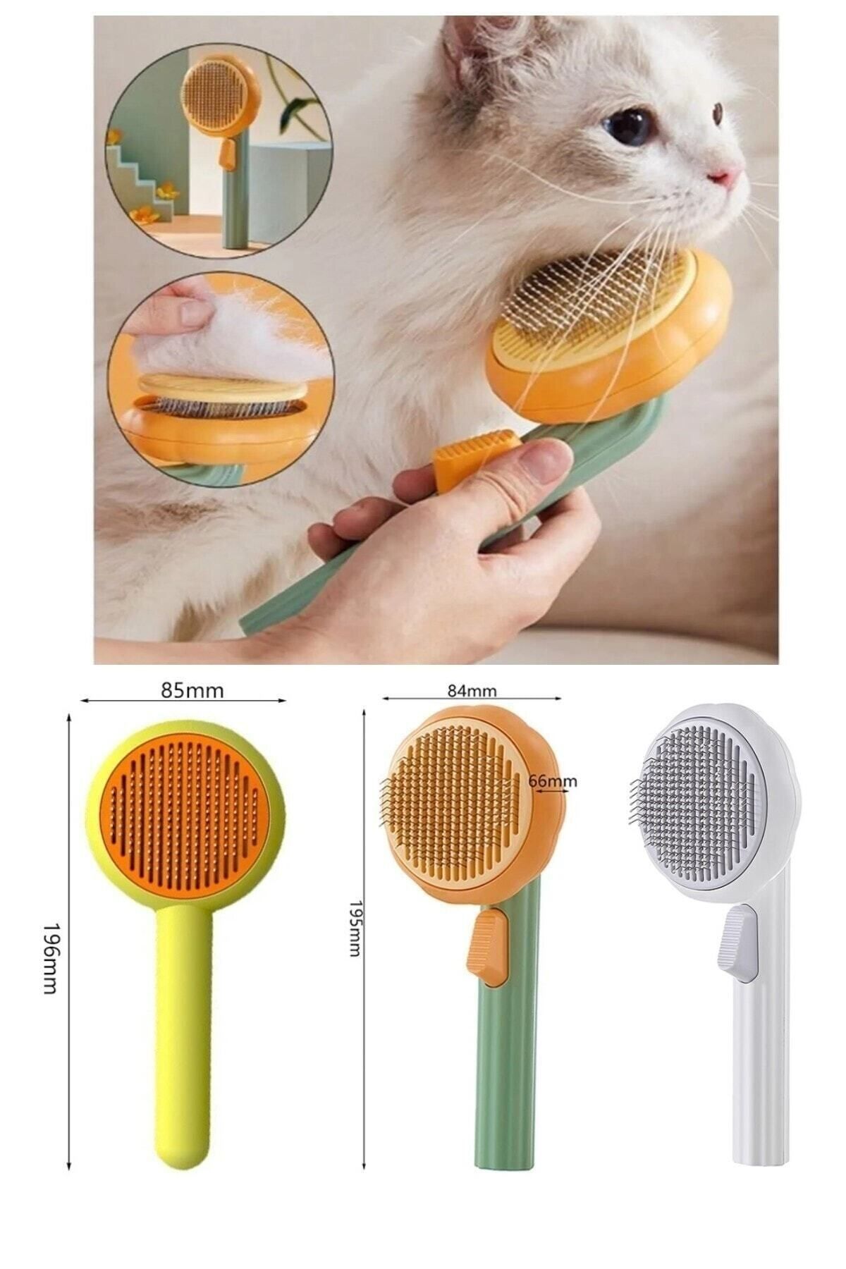 optana Pumpkin Designed Press Wire Feather Collection Combing Grooming Brush Pet Brush for Cat Dog