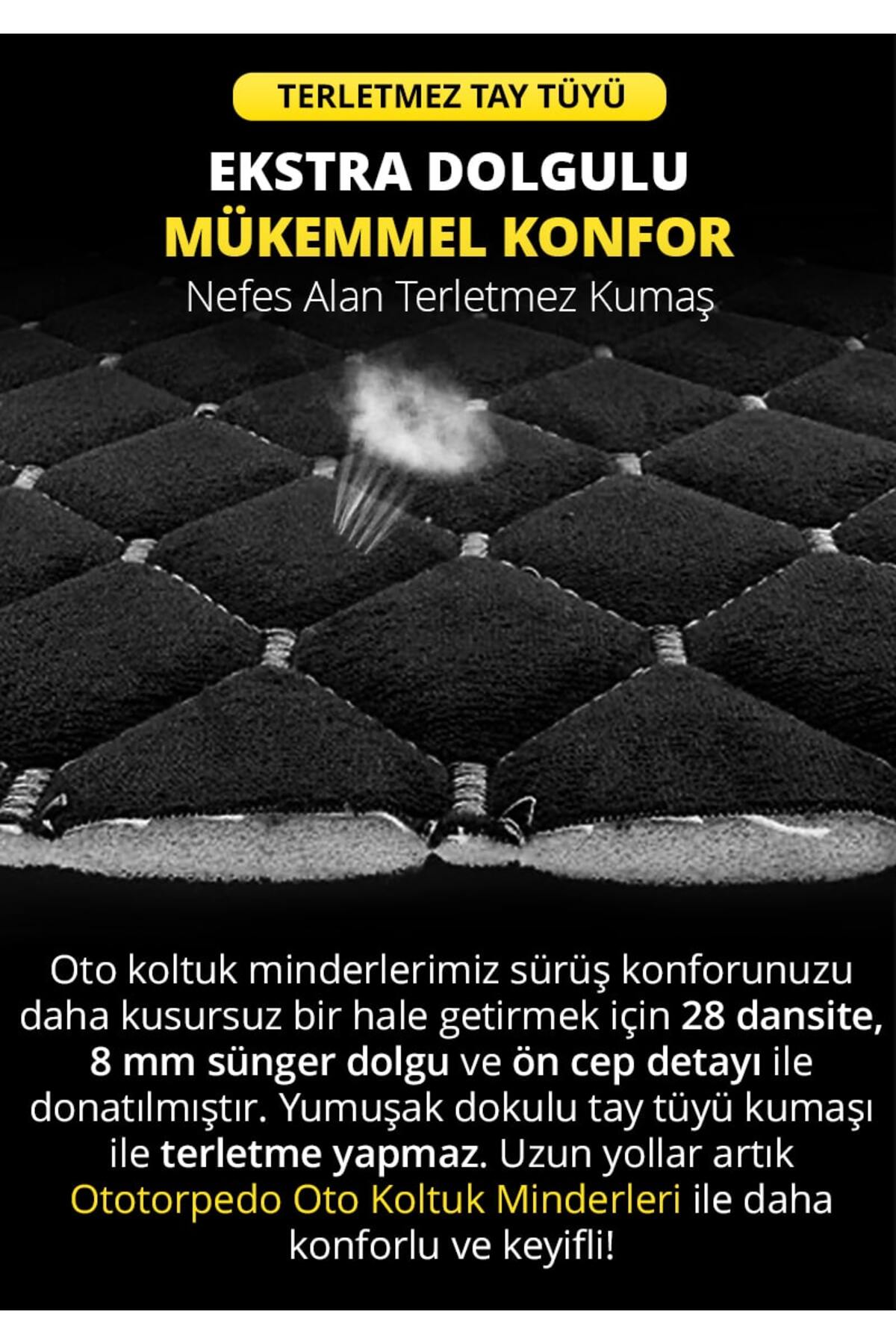 TORPEDO Tay Tüyü Cepli & Terletmez Sırtlı Oto Koltuk Minder Seti - Koltuk Koruma Kılıfı (ÖN & ARKA TAM SET) fotoğrafı 4 (önizleme)