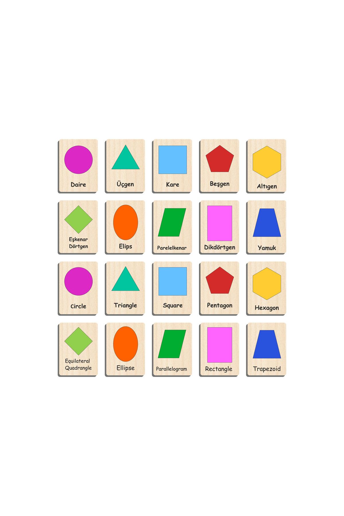Ahtek-Wooden Puzzle Intelligence Cards Matching Game Memory Card Puzzle Set of 5 Turkish English eticset1005 3