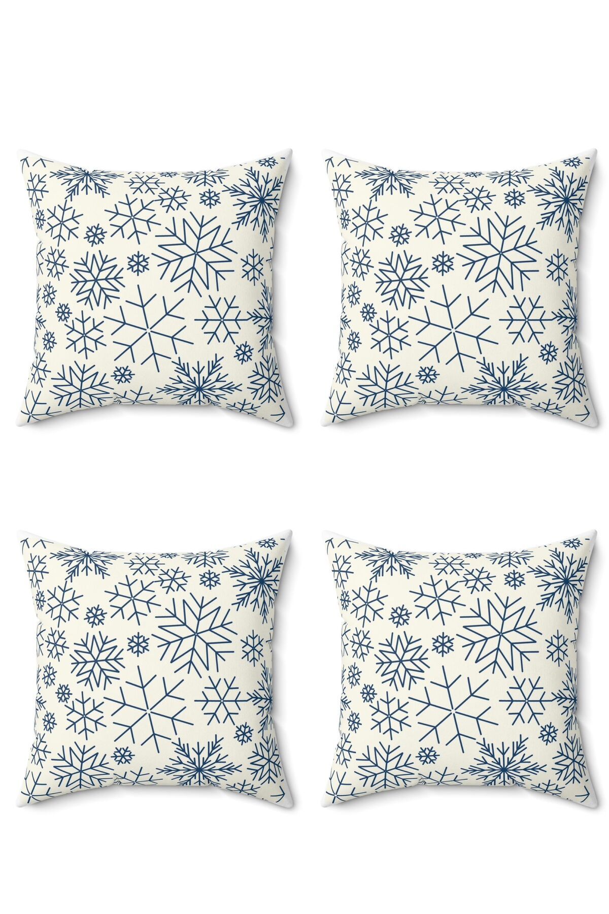 FUS BLUE New Year s Patterned Christmas 4 Piece Pillow and Cushion
