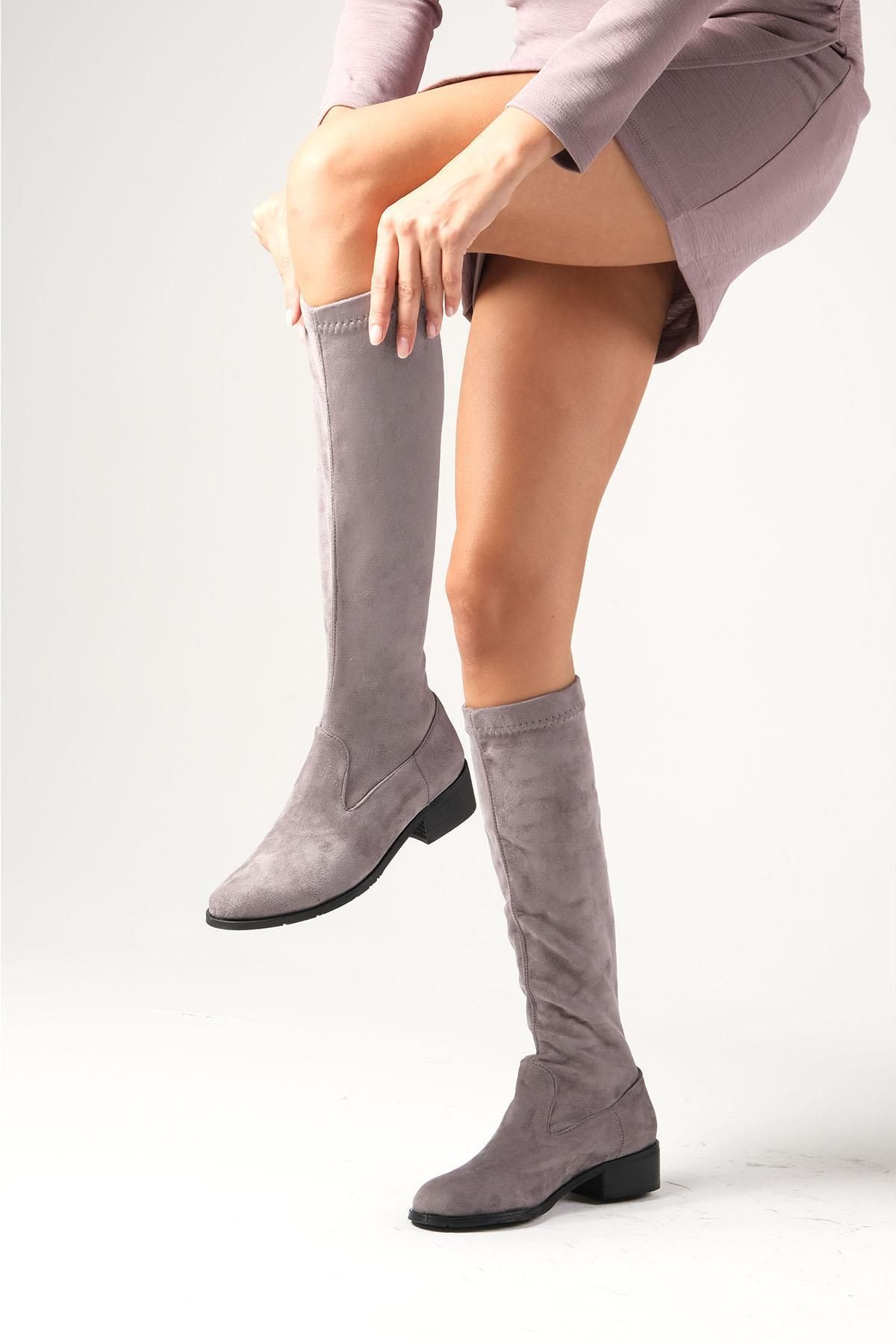 Grey stretch boots new arrivals