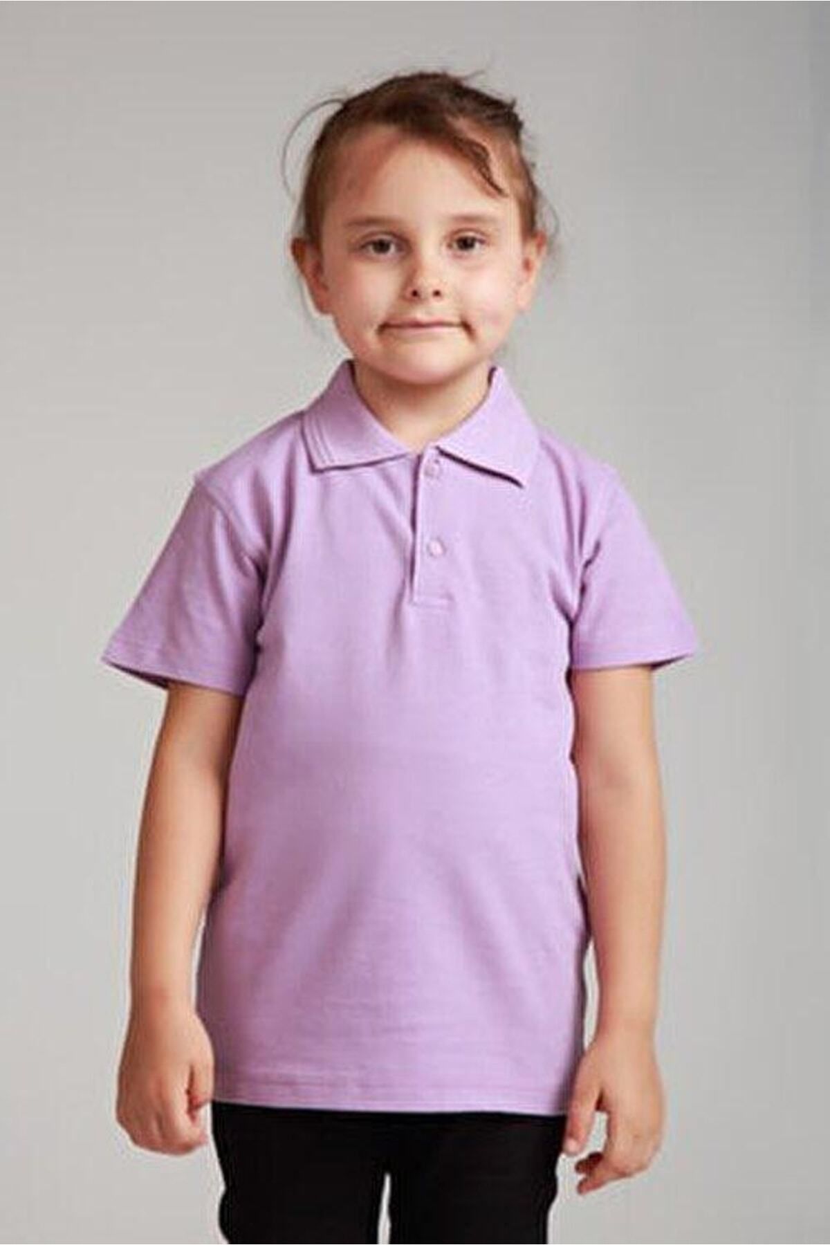 OKULCA Lilac Unisex Combed Cotton Polo Neck School T Shirt Trendyol