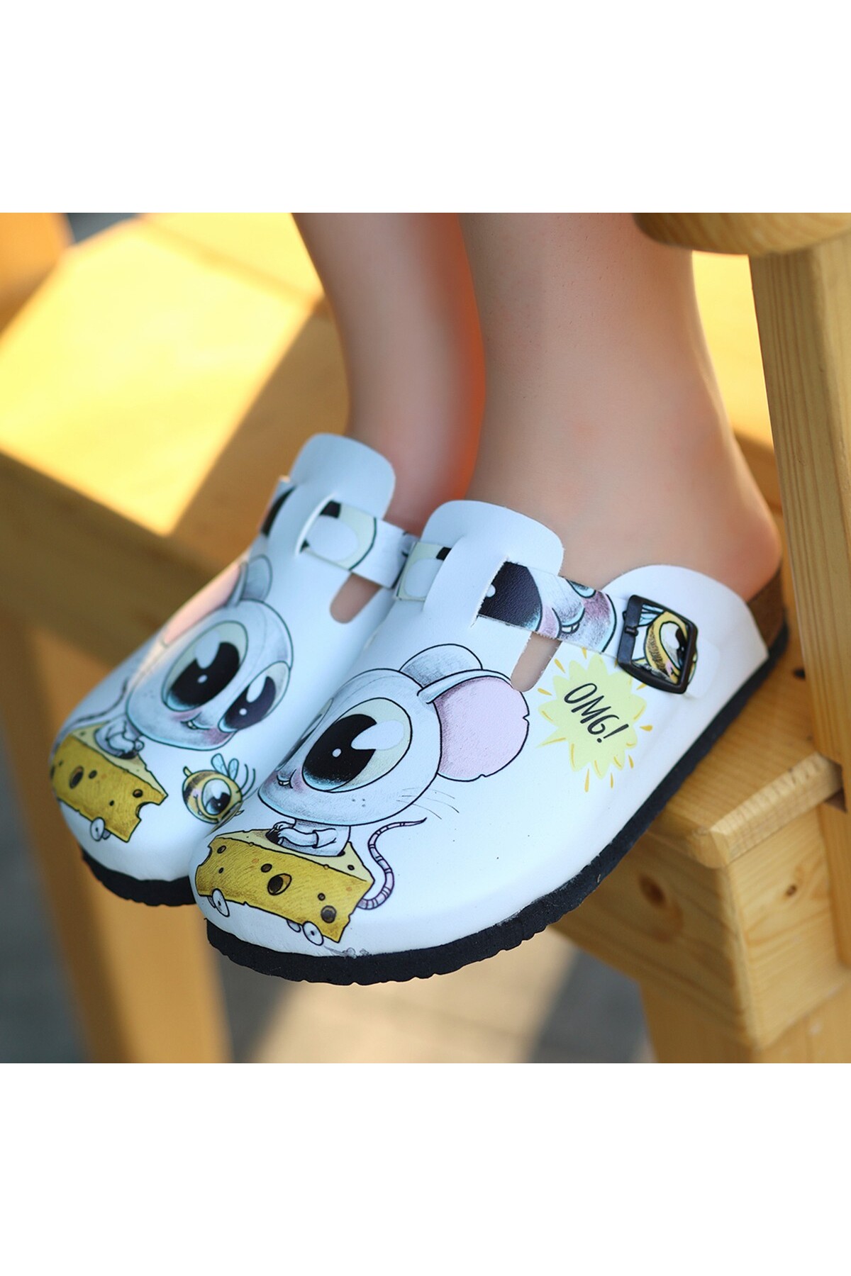 Tonny Beyaz Cilt Fareli Terlik