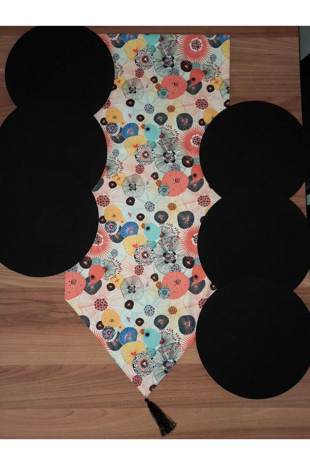 Papuli-Flower Patterned Runner - 6-Piece Upholstery Fabric Supla Set 4