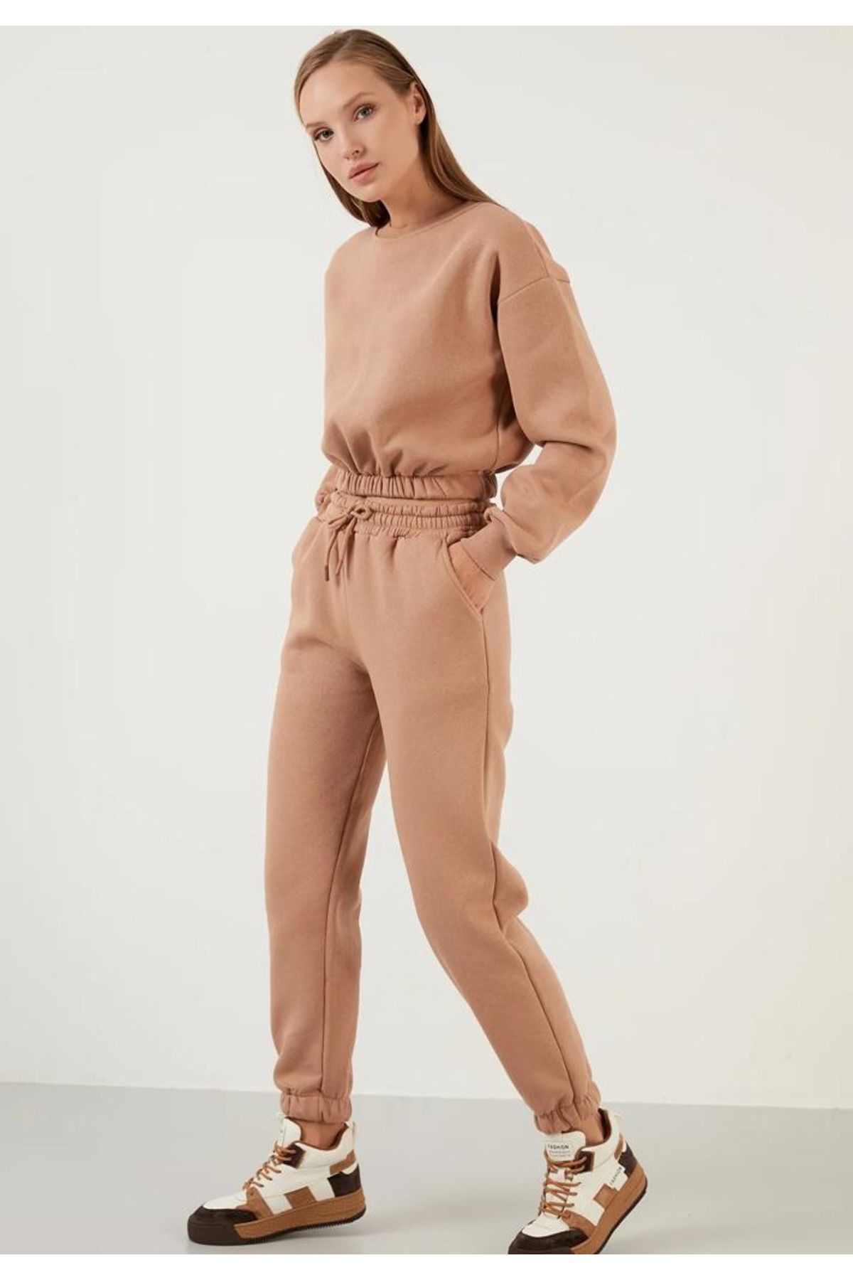 STEEL Women s 3 thread ruffle tracksuit set Trendyol