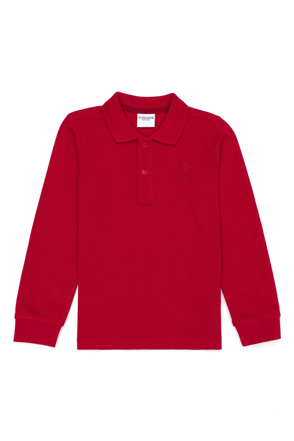 BASE. پولو اسن. سویشرت آستین بلند یقه پولو پسرانه قرمز TP01KIDSSK023 U.S. Polo Assn.
