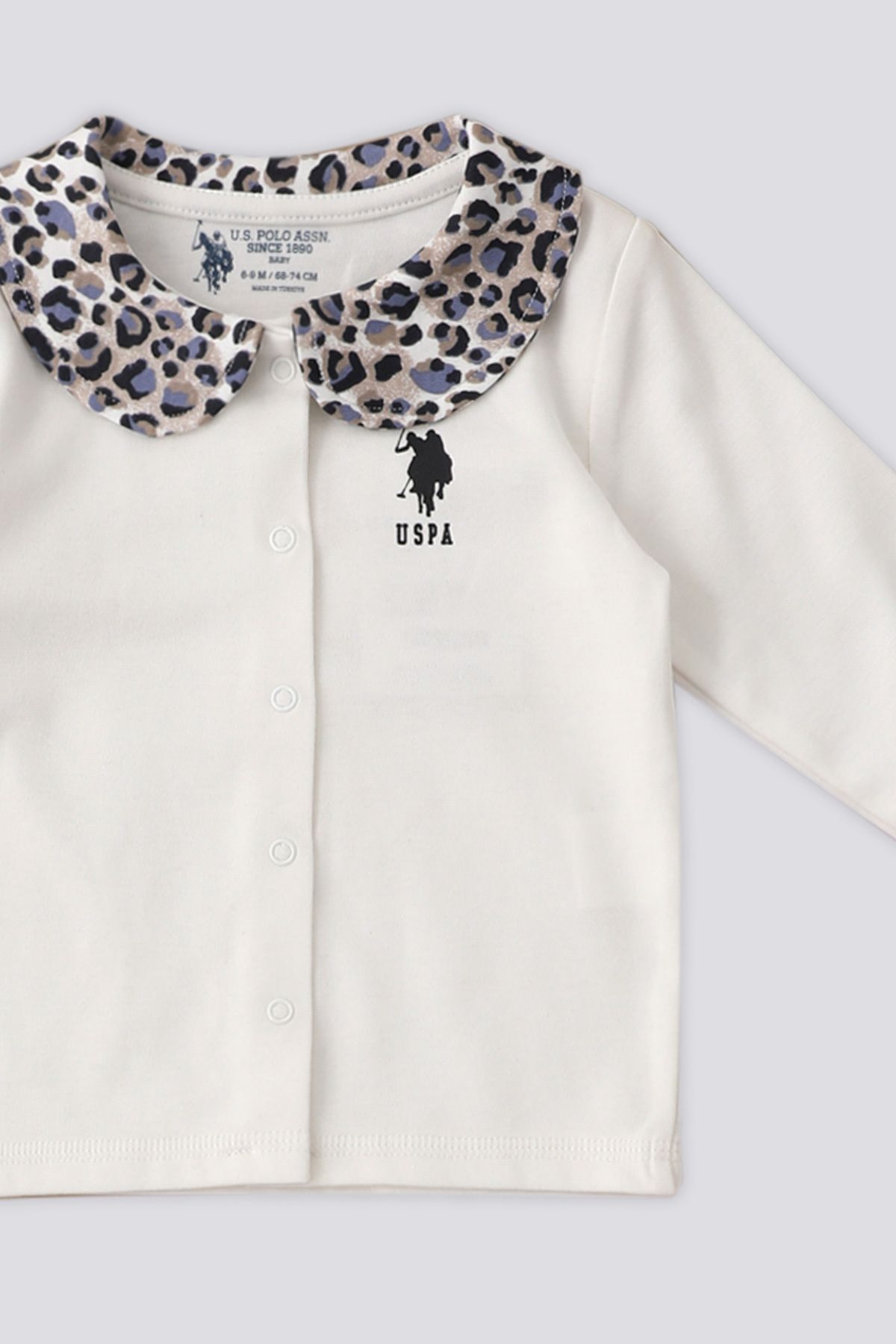 U.S. Polo Assn. نوزاد دختر، دارای مجوز، USPA، کرم پلنگ، 100% پنبه، ست 3 تایی