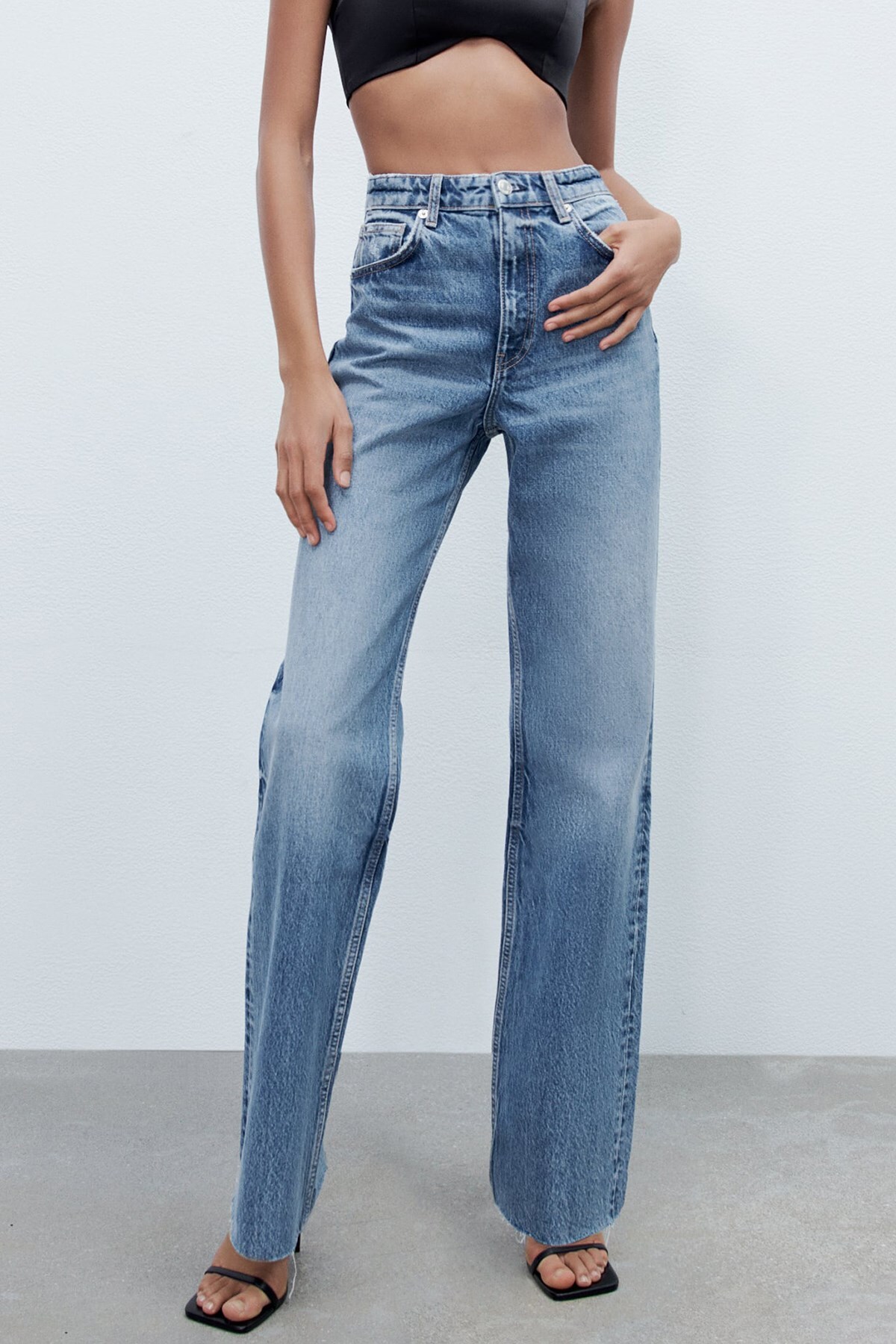 شلوار جین آبی جیب دار مدل گشاد زنانه مدمکست Madmext (برند ترکیه)