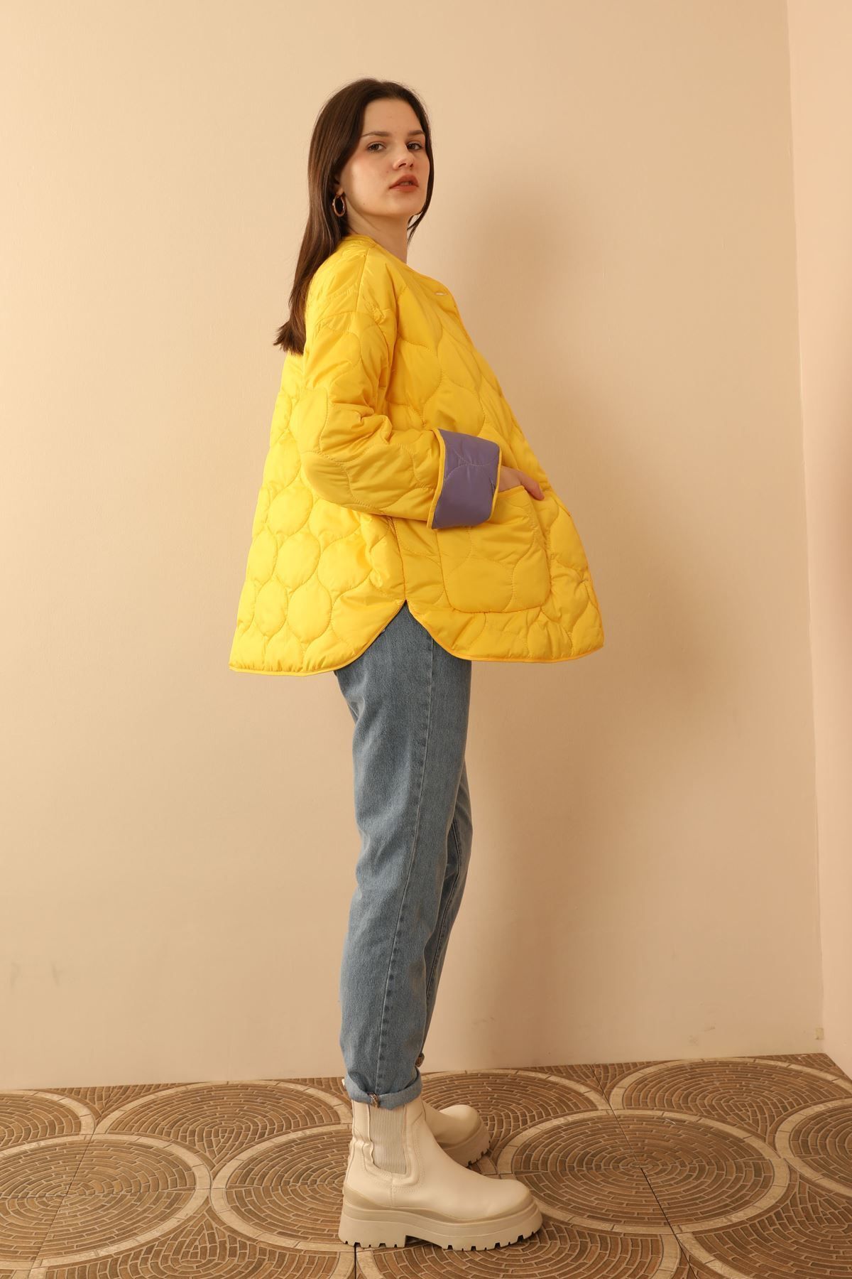 Zara puffer cheap jacket yellow
