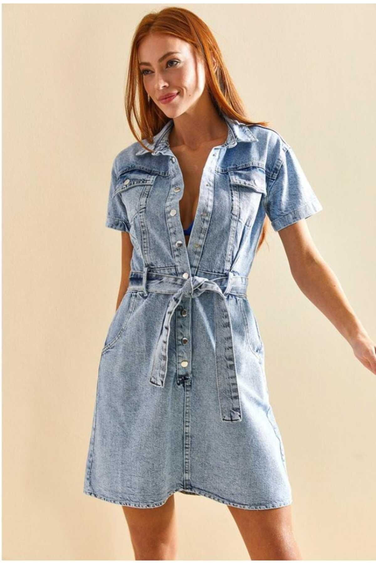 Denim button shirt sales dress