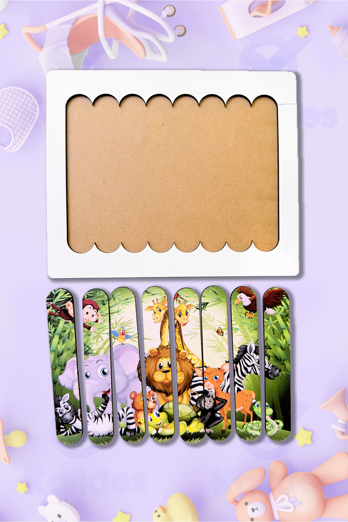 kalides Montessori Eğitici Ahşap Puzzle - Şerit Puzzle - Orman Hayvanları fotoğrafı 3 (önizleme)