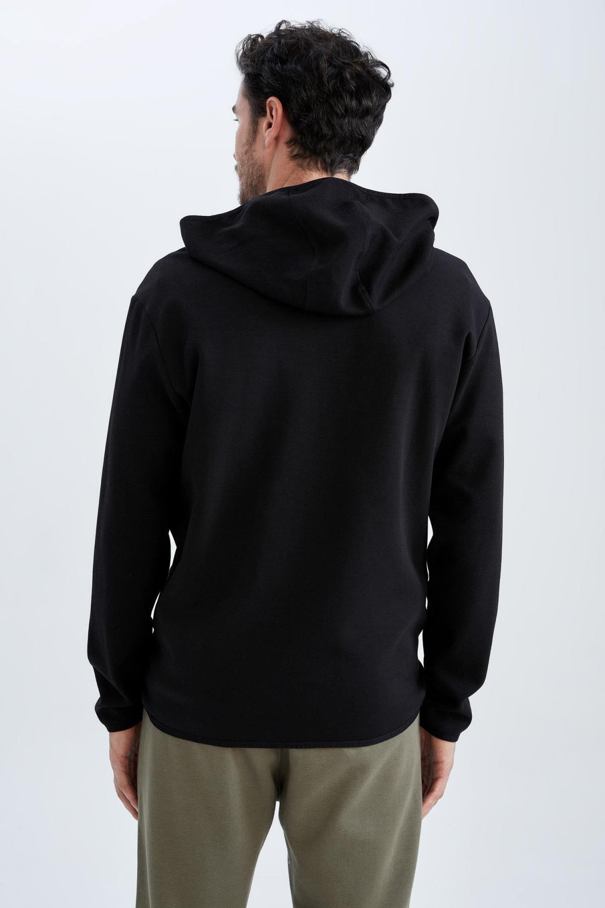 DeFacto-Fit Standard Fit Hooded Sustainable Ζακέτα με φερμουάρ 8