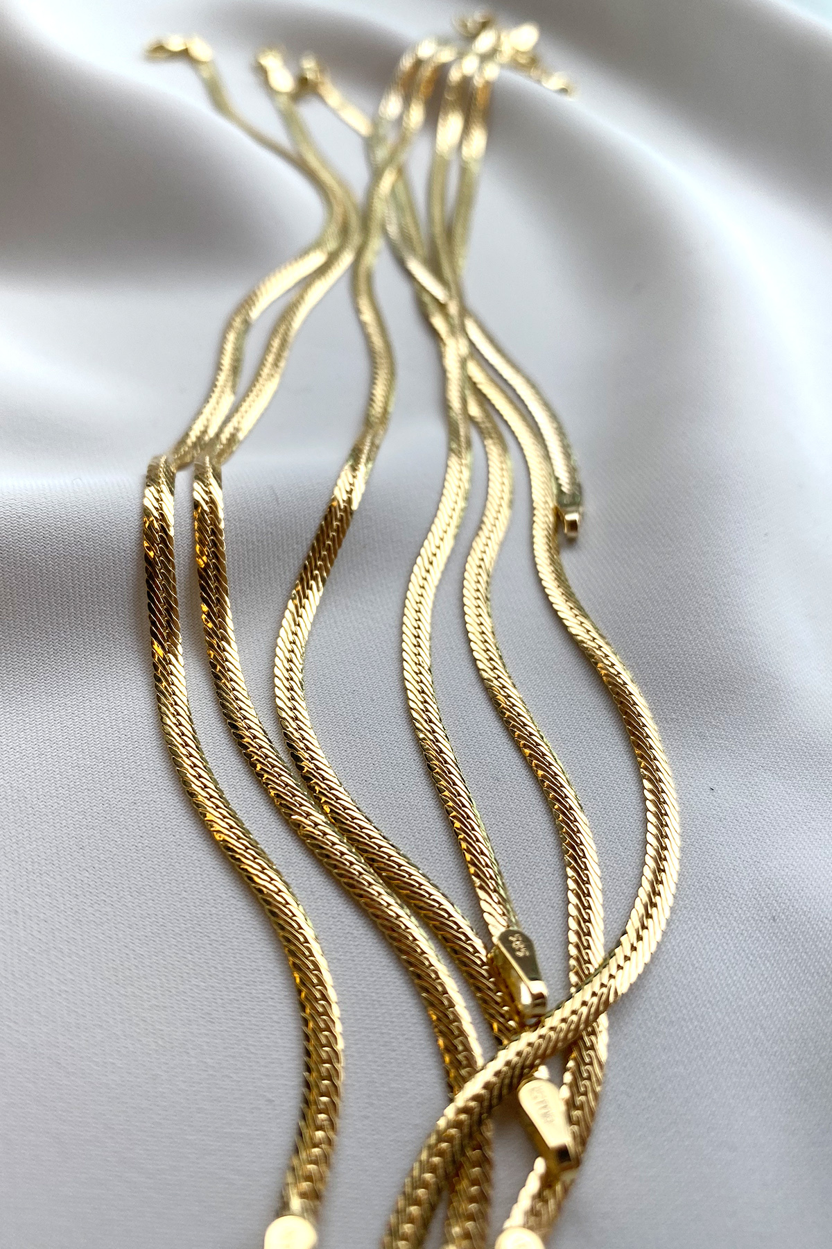 TUBA KUYUMCULUK 14 Ayar Altın İtalyan Ezme Zincir Bileklik, 2.50 mm